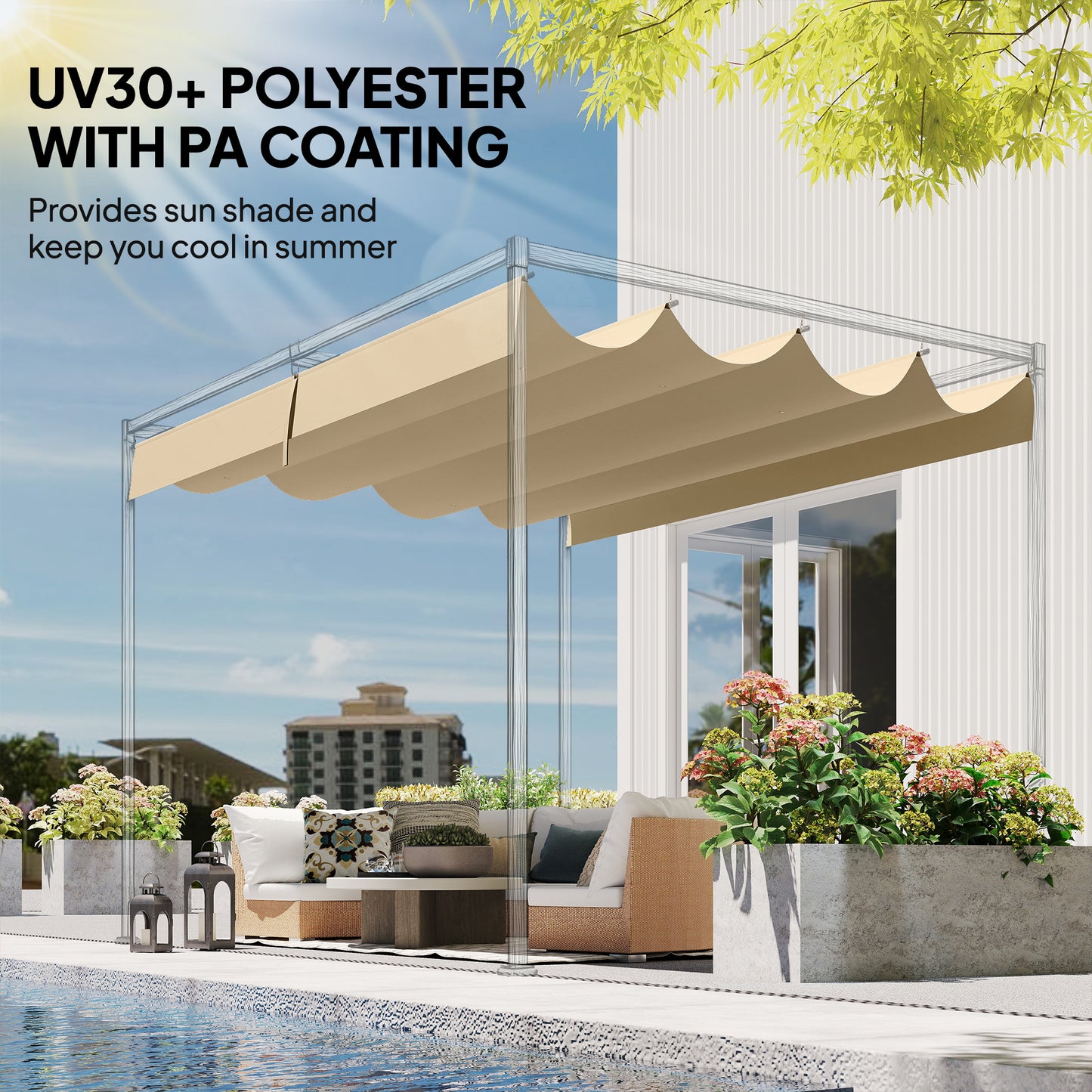 Retractable Pergola Canopy Only, 3.92 x 3.5 m