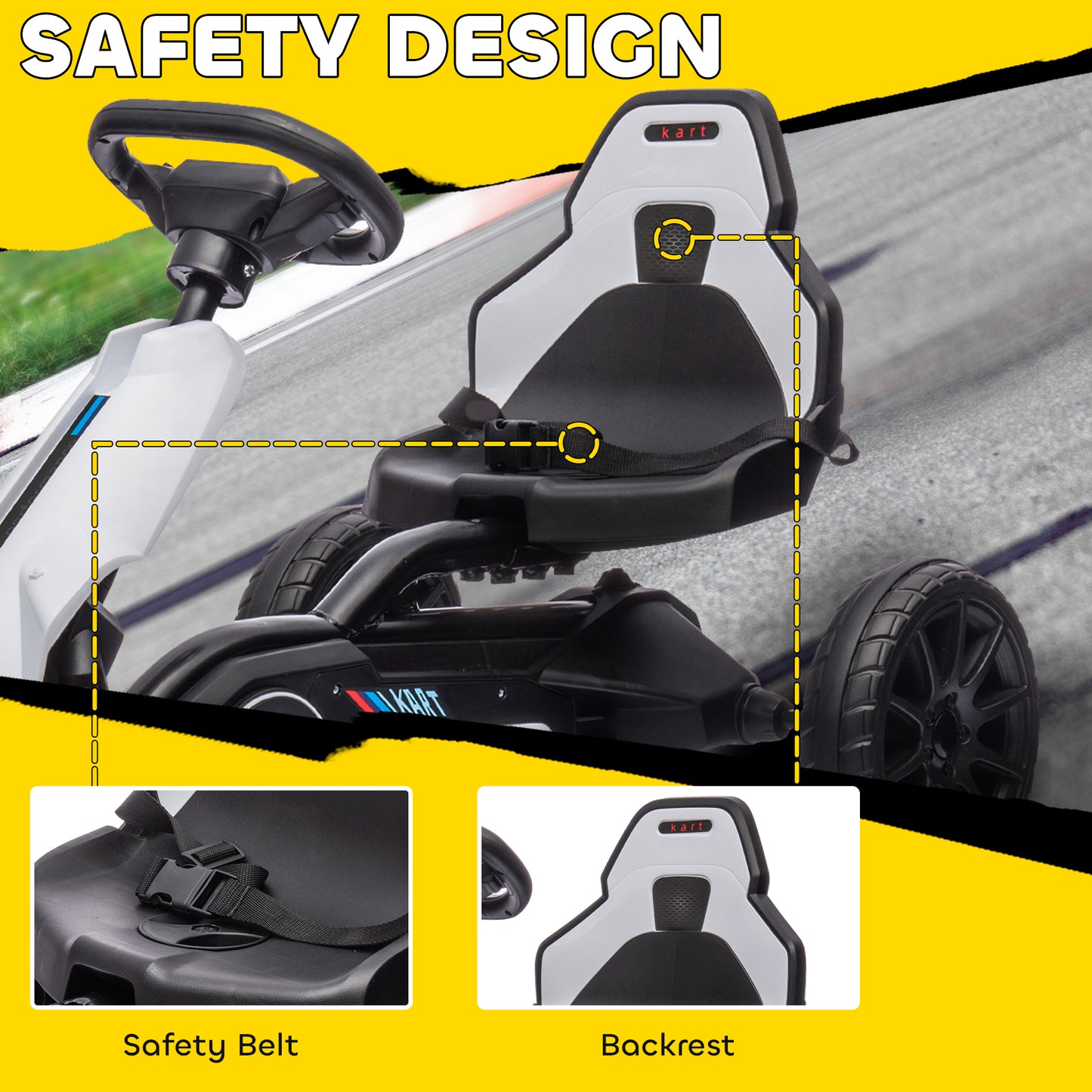 12V Electric Go-Kart for Kids, Ride-On Racing Go-Kart