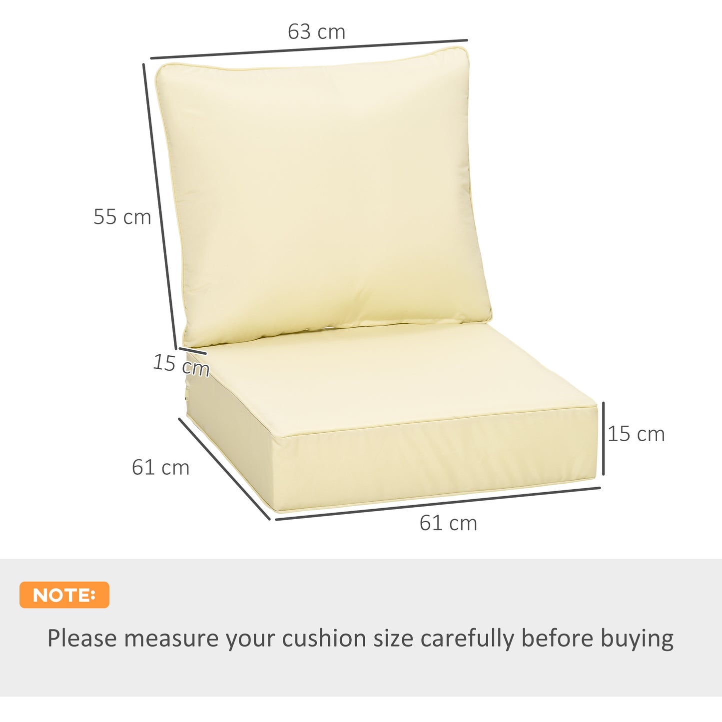 4 Pieces Outdoor Seat and Back Cushion Set Patio Deep Seating Chair