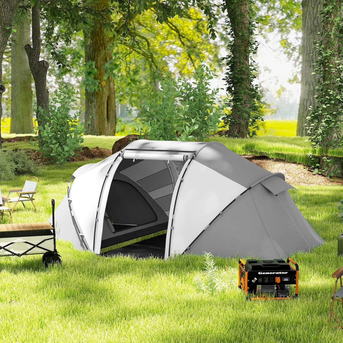 4-6 Man UV Protection Camping Tent - Charcoal Grey and