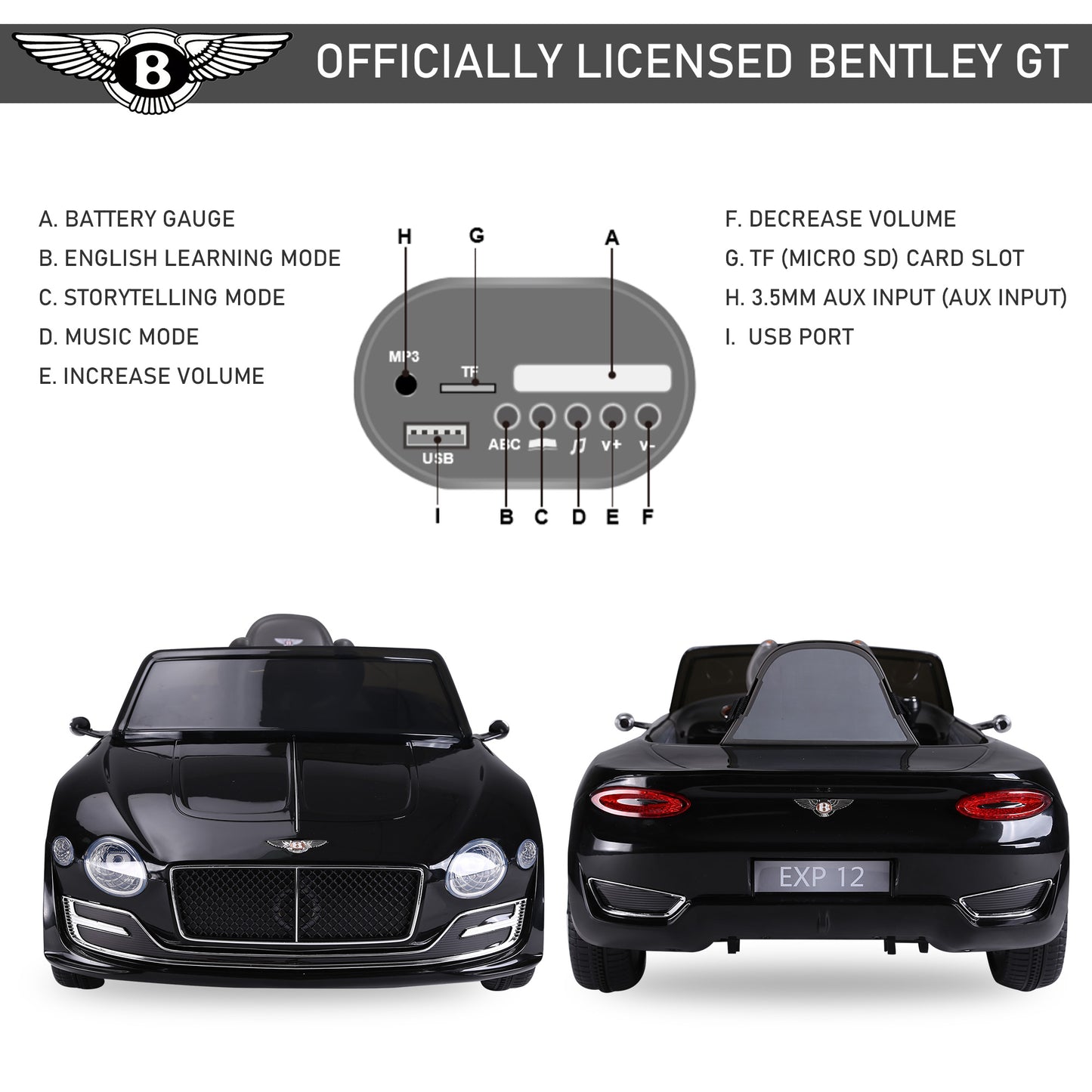 Bentley GT Licensed 12V Electric Car for Kids