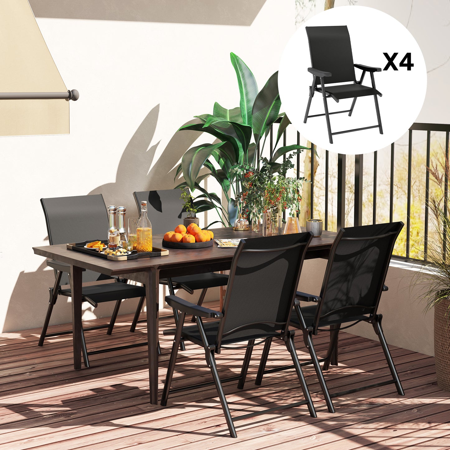 Set of Four Folding Outdoor Chairs