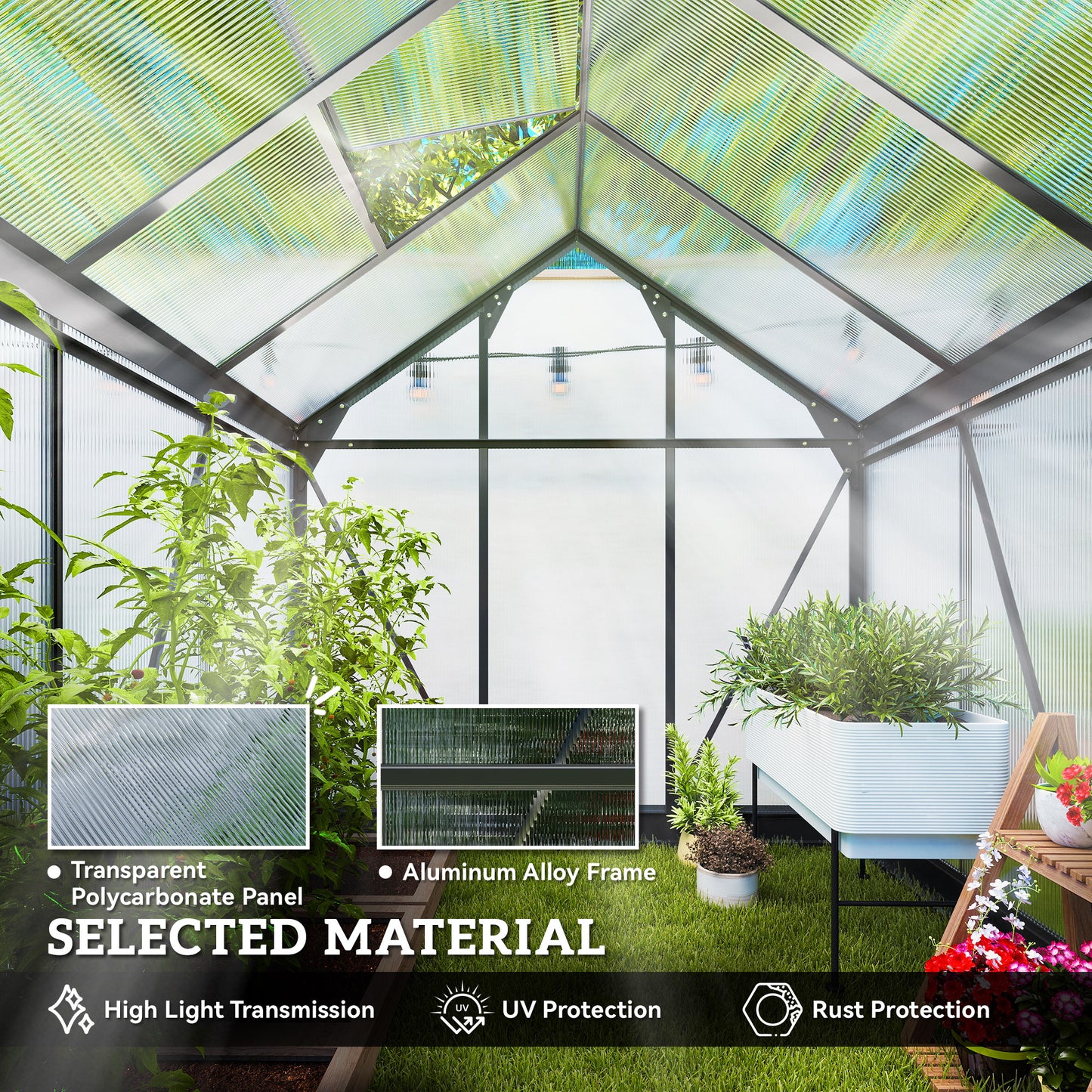 6 x 6ft Polycarbonate Greenhouse (1)