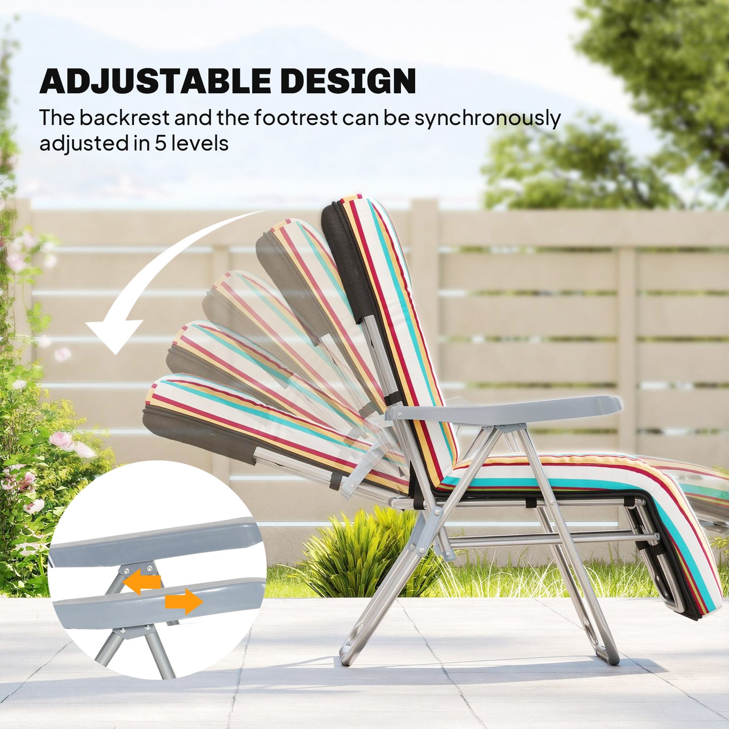 Set of 2 Foldable Patio Sun Lounger with Adjustable Backrest (1)