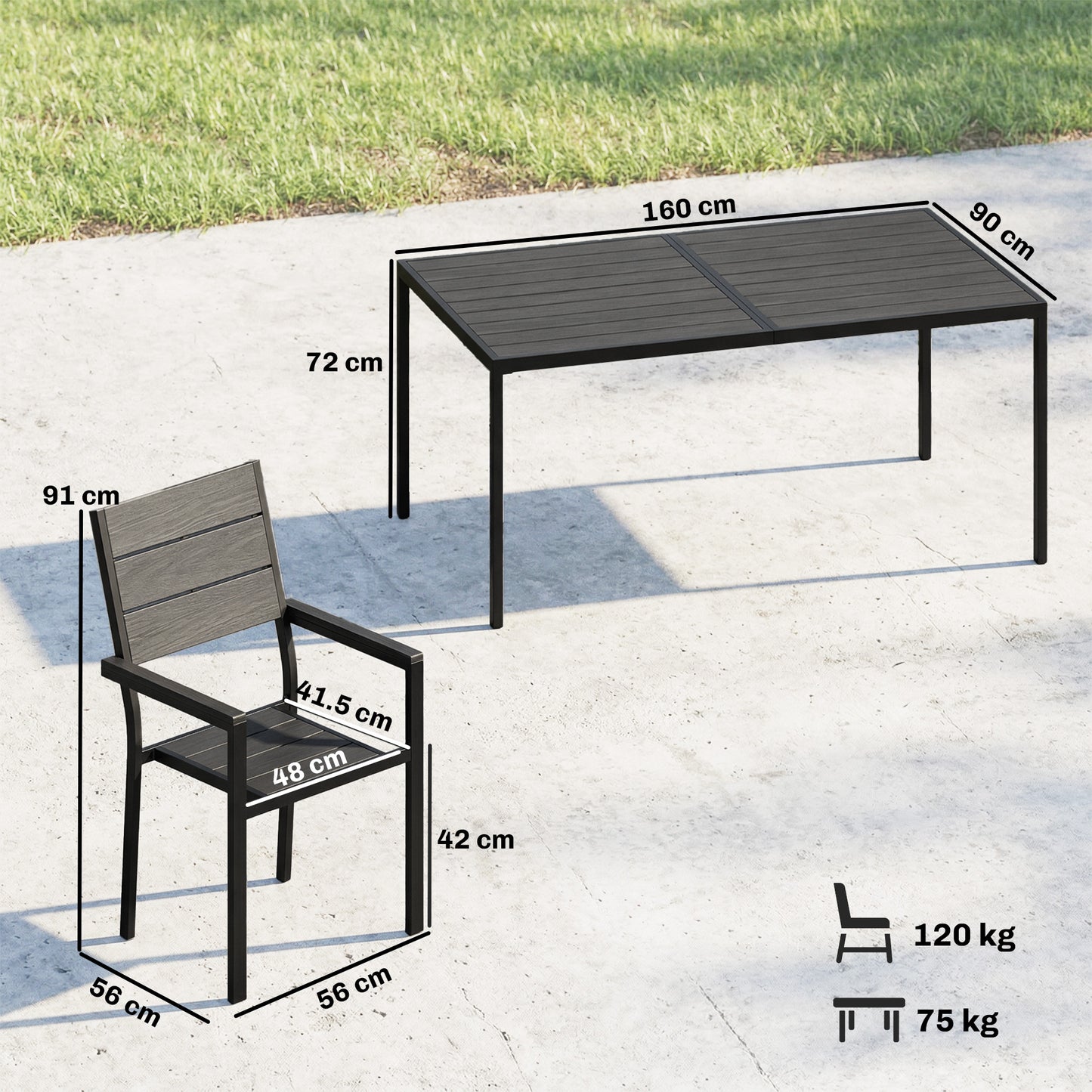 7 Pieces Outdoor Dining Set, Patio Table and Chairs for 6