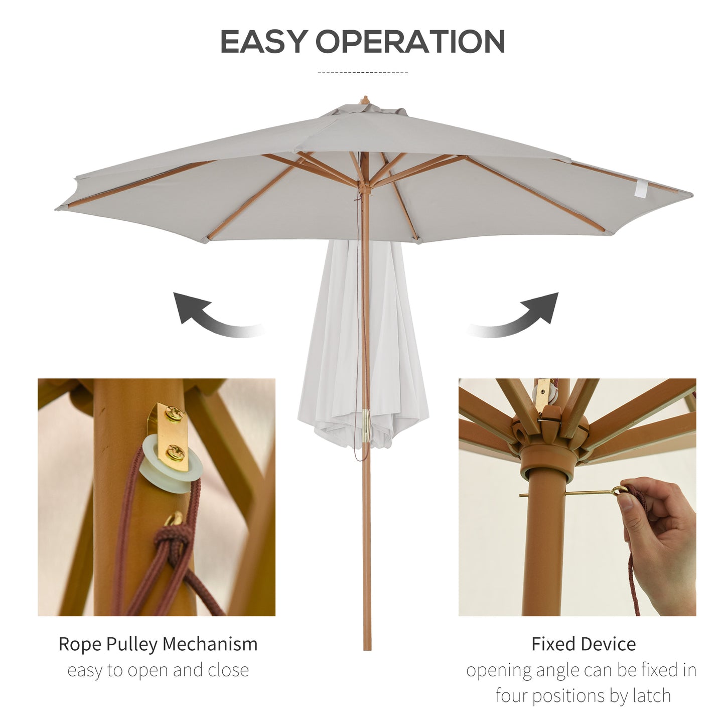 3(m) Garden Parasol, Pulley Operated Patio Umbrella