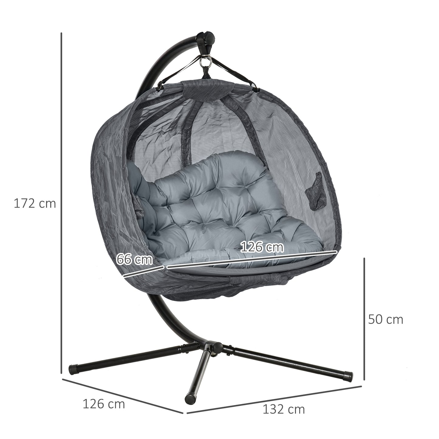 Double Hanging Egg Chair 2 Seaters Texteline Swing Hammock Chair