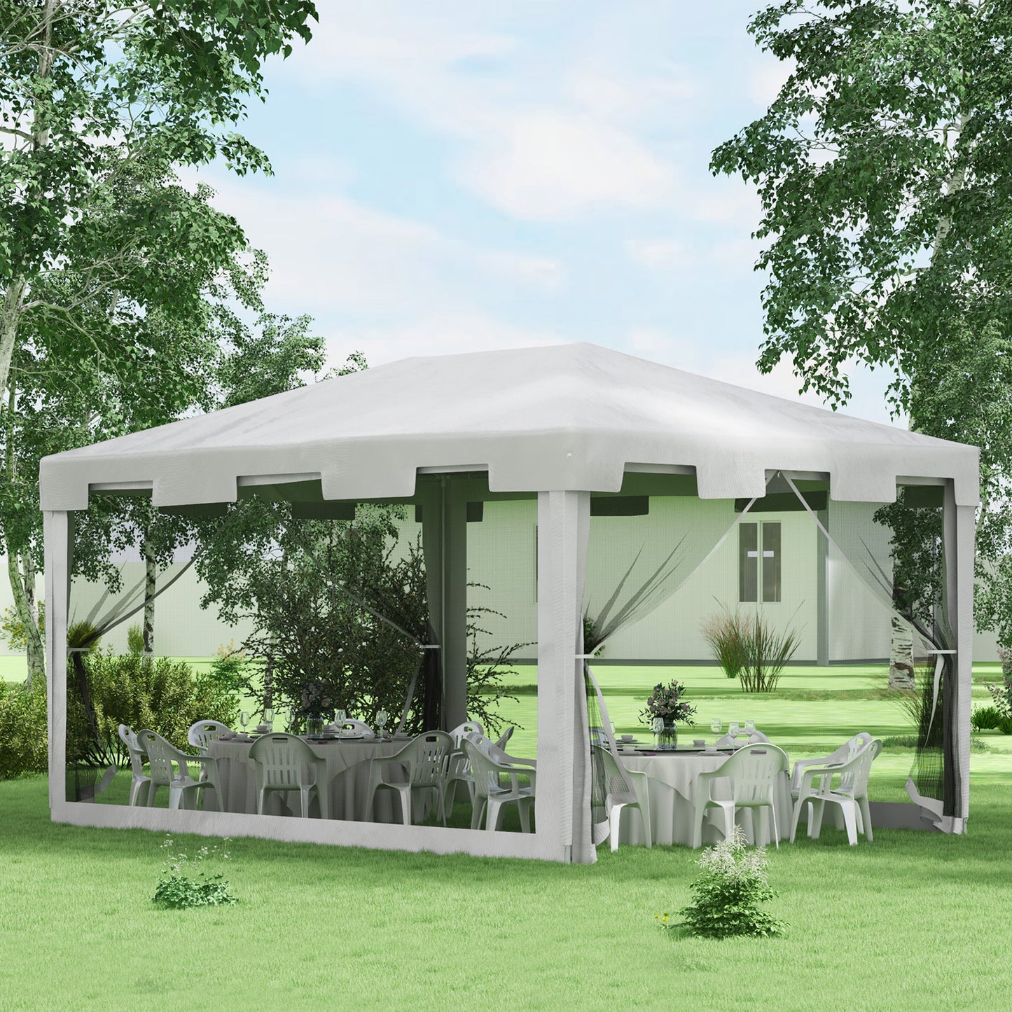 4 x 3 m Party Tent Wedding Gazebo Outdoor Waterproof PE Canopy Shade