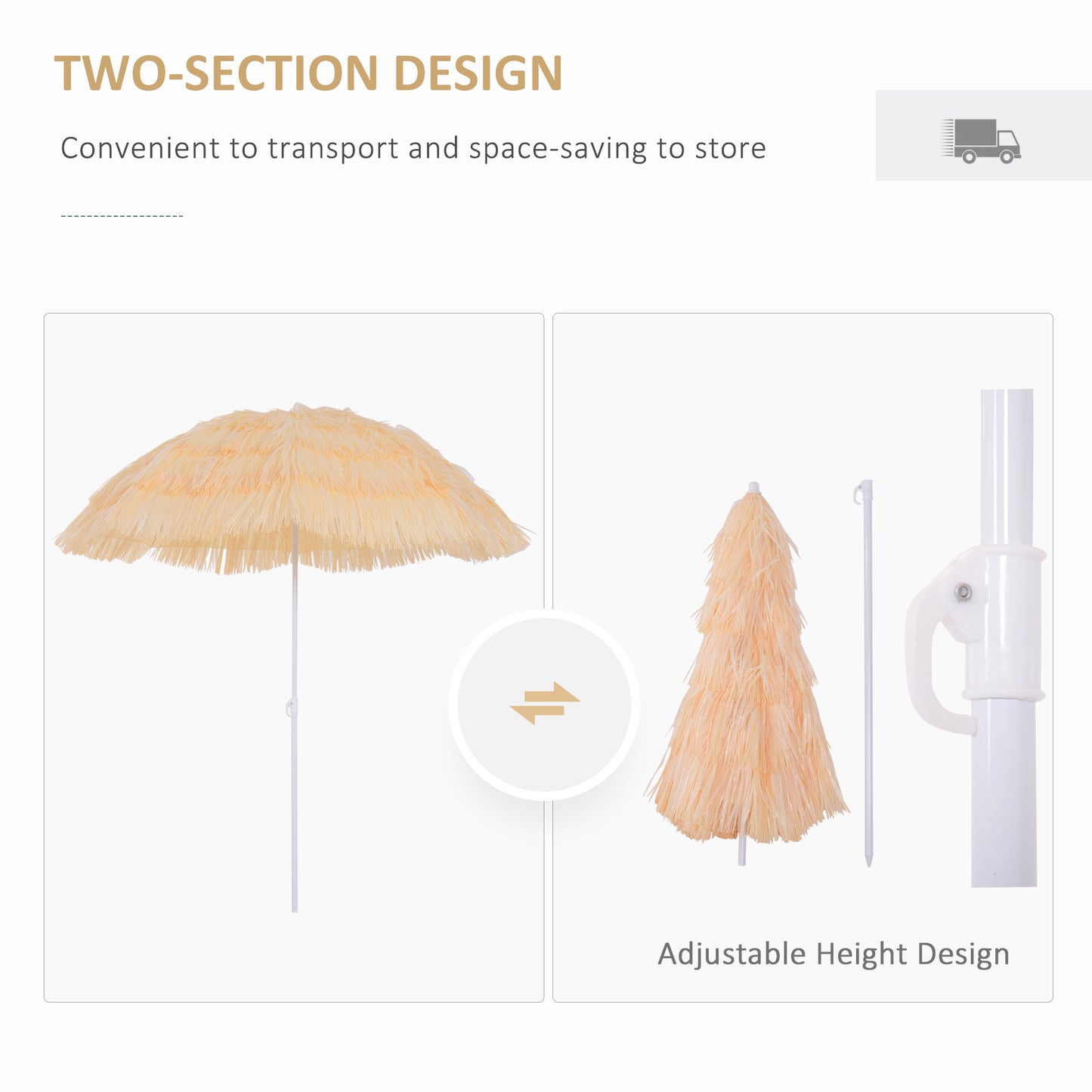 1.6m Patio Garden Hawaii Beach Sun Umbrella Sunshade Hawaiian