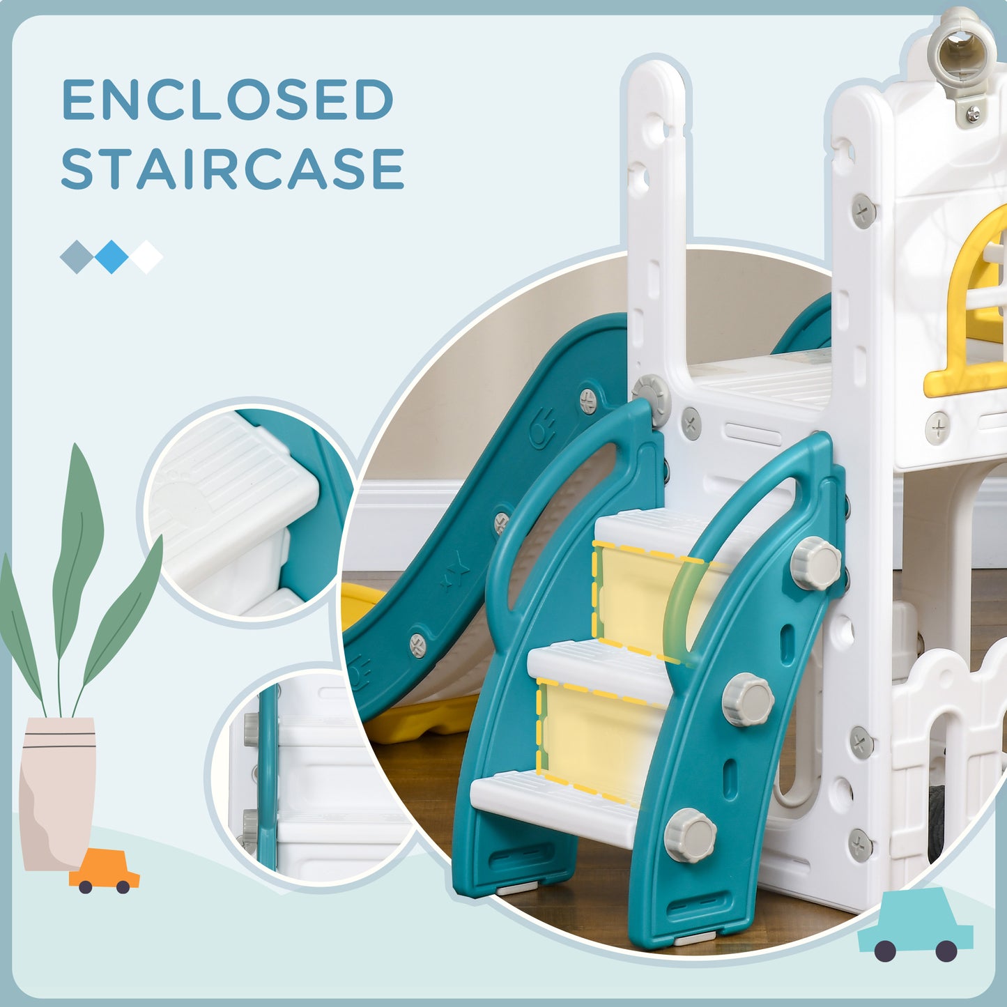 5 in 1 Toddler Slide with Basketball Hoop, Climber, Telescope