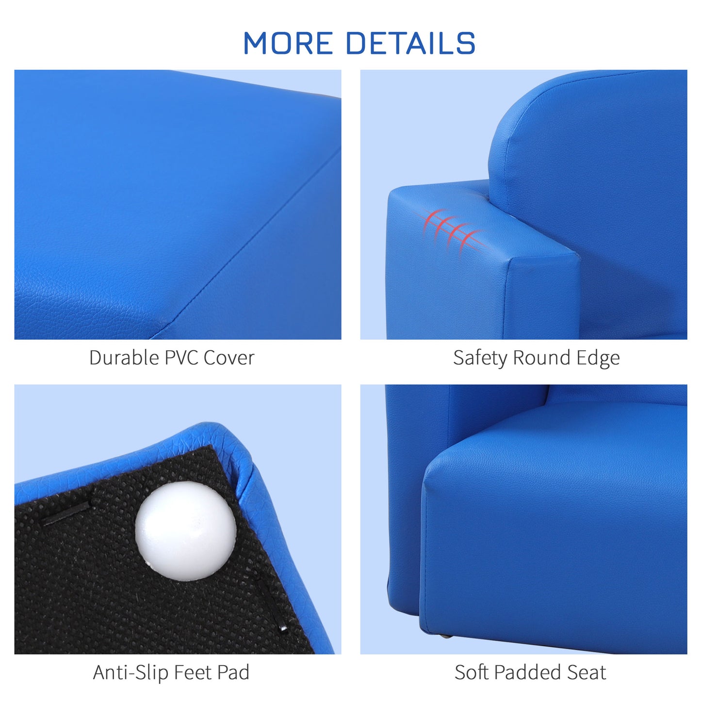 2 In 1 Toddler Sofa Chair,  48 x 44 x 41 cm, for Game Relax Playroom