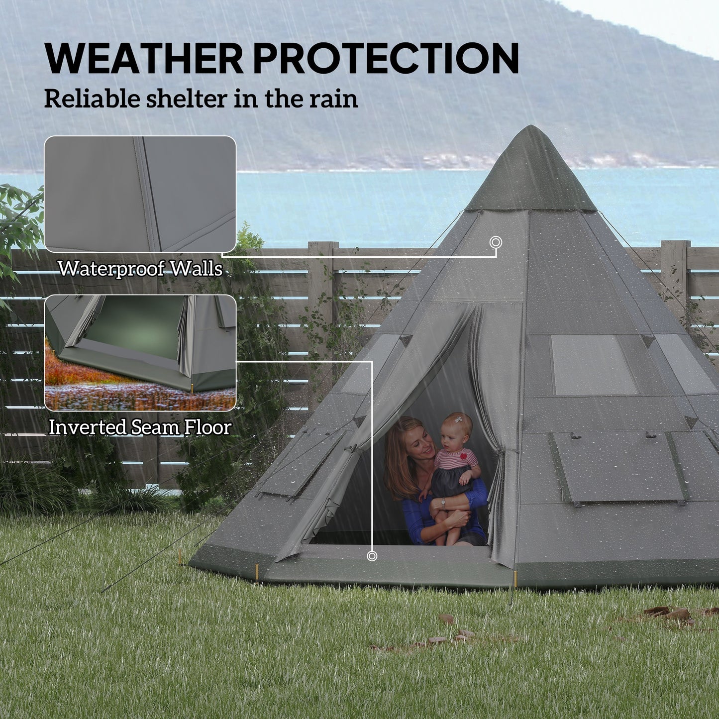 6 Men Tipi Tent with Carry Bag