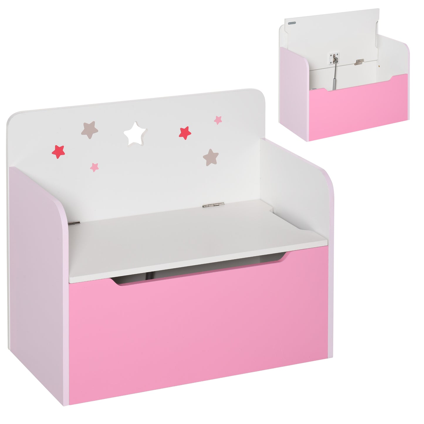 Kids Wooden Toy Box Children Storage Chest Bench Organiser Safety