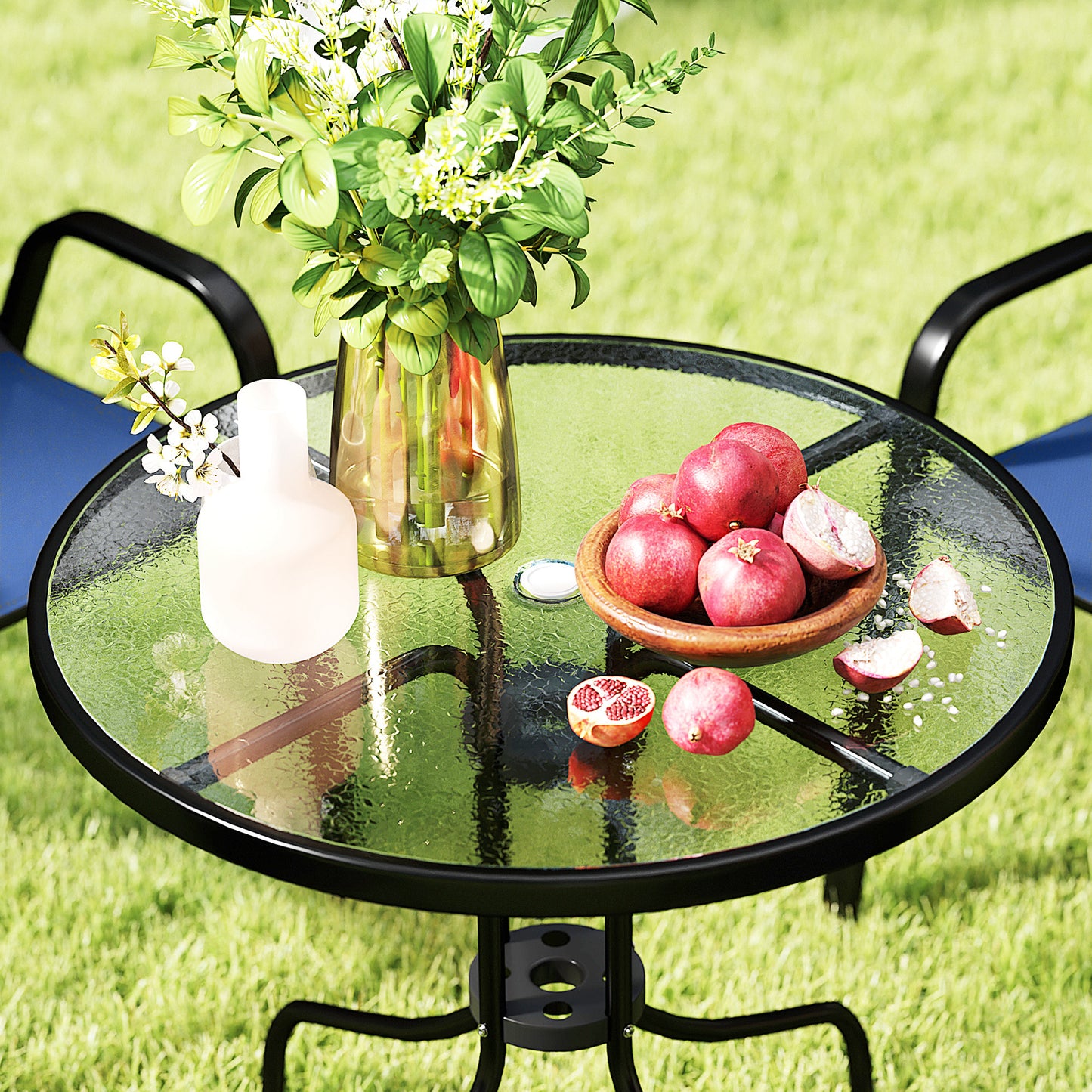 Five-Piece Steel Patio Set, with Glass-Top Table