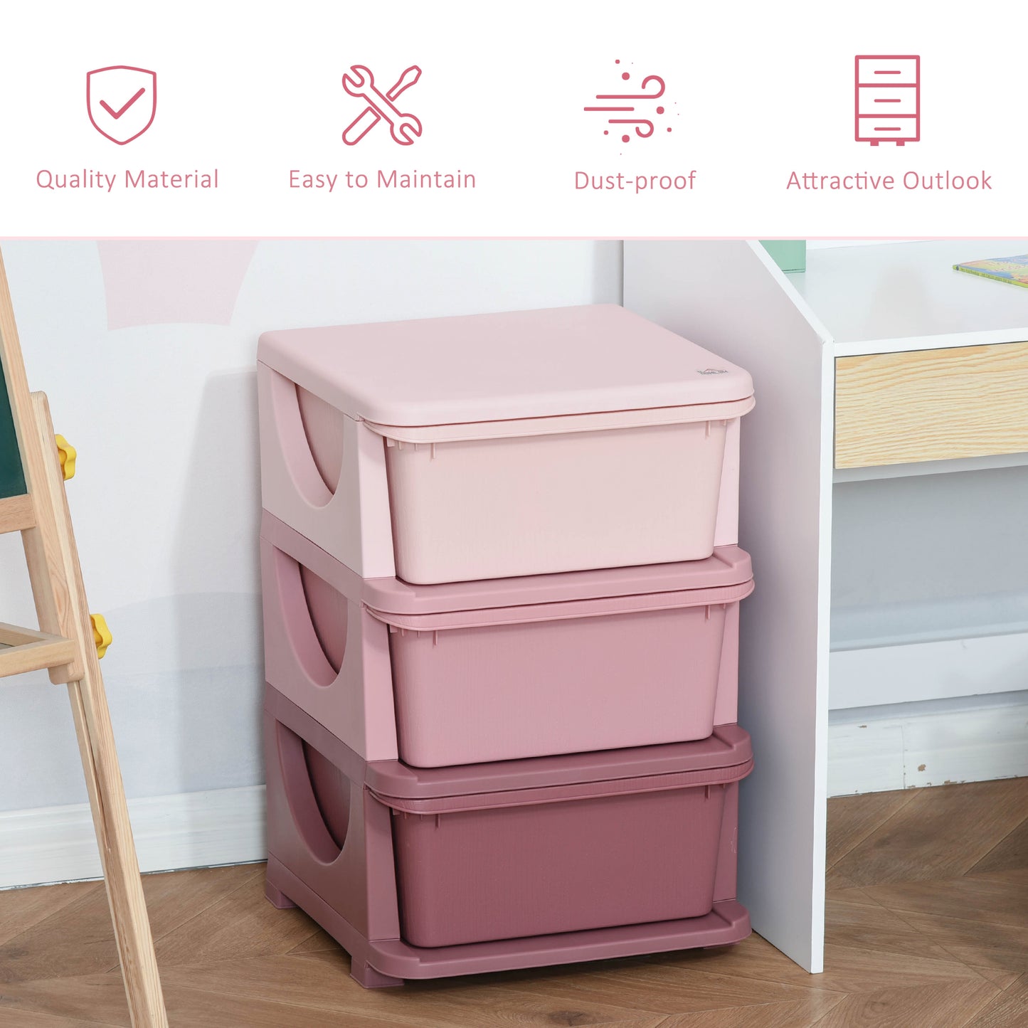 3 Drawers Plastic Storage Units, 3 Tier Kids Storage Units