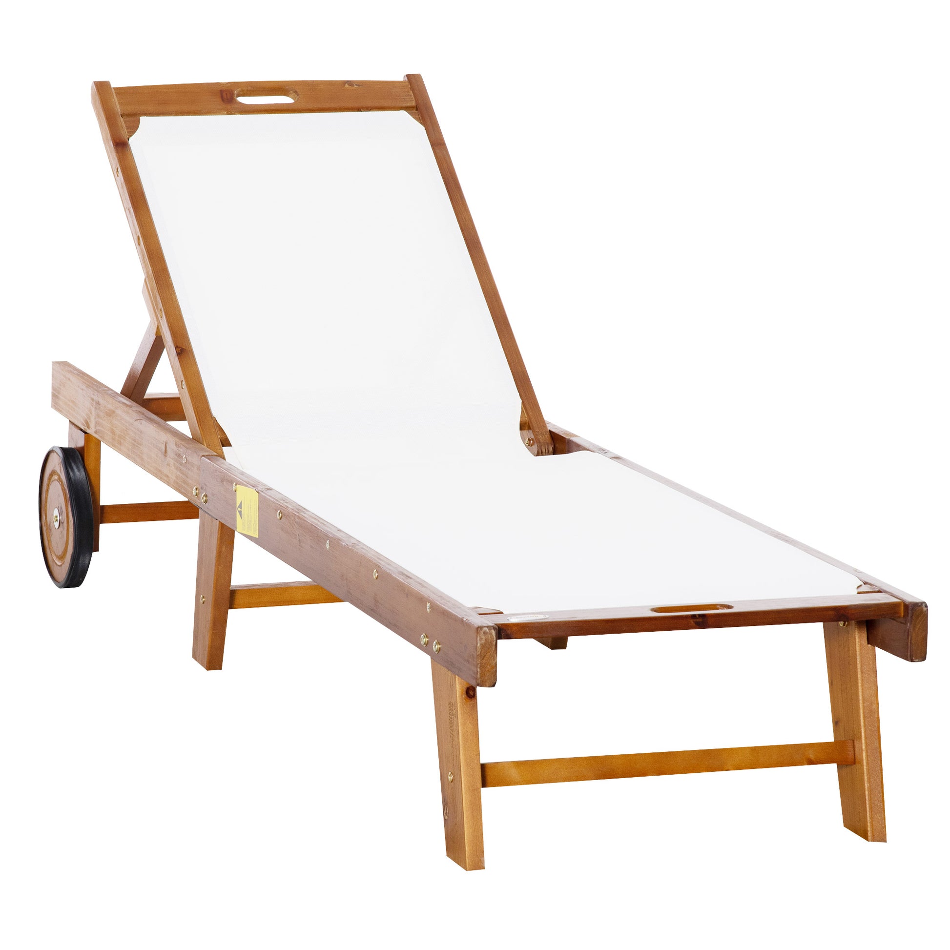 Outdoor Acacia Wood Texteline Beach Sun Lounger Garden Patio Sunbed
