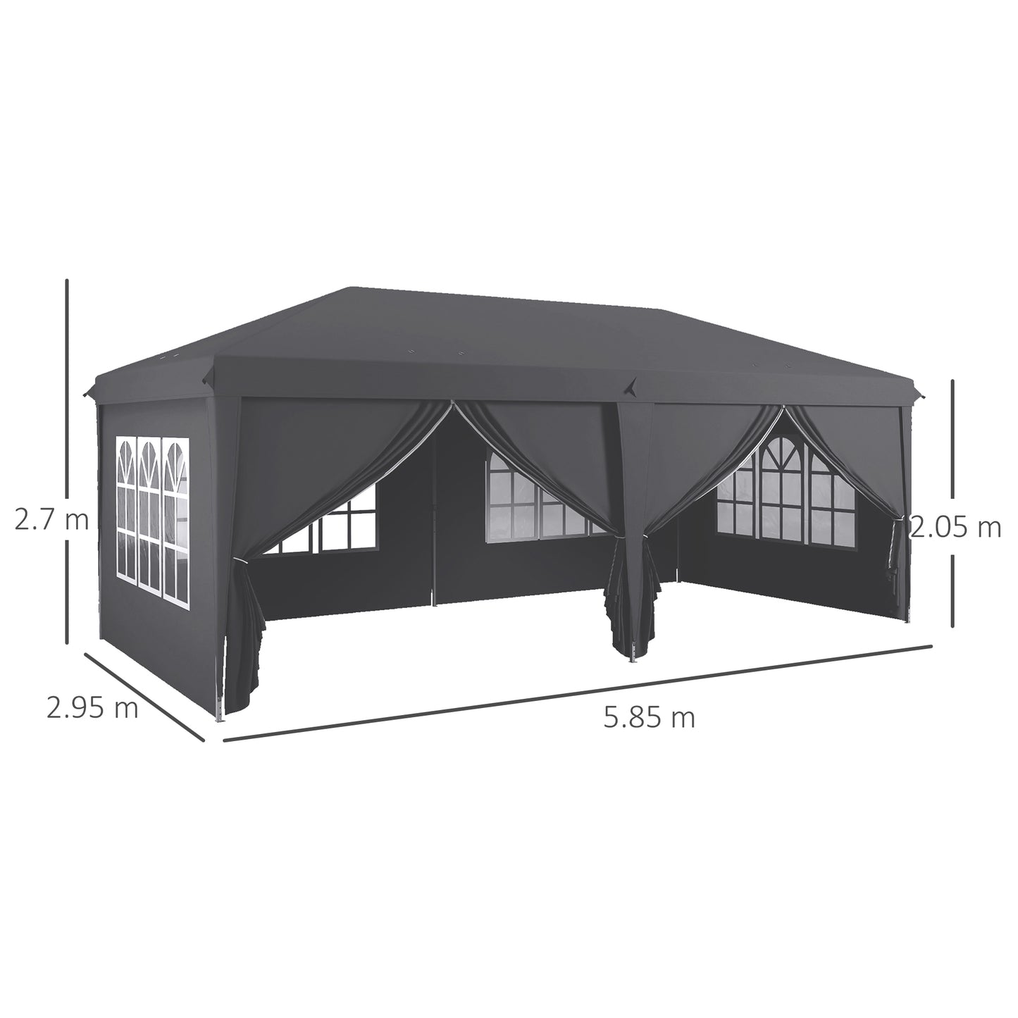 Outsunny 3 x 6 m Garden Pop Up Gazebo, Wedding Party Tent Marquee