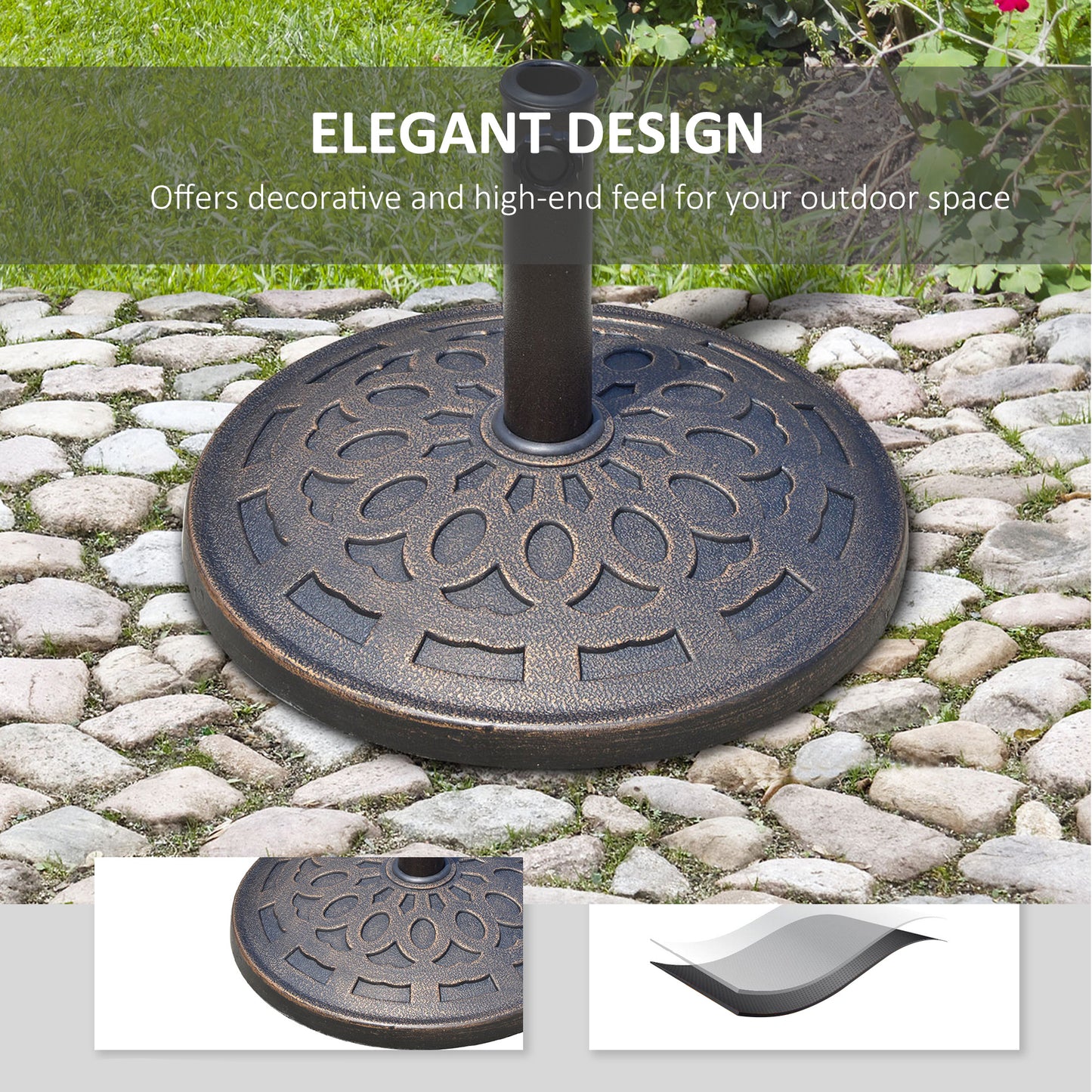 14kg Round Garden Parasol Base Holder Decorative Resin Market