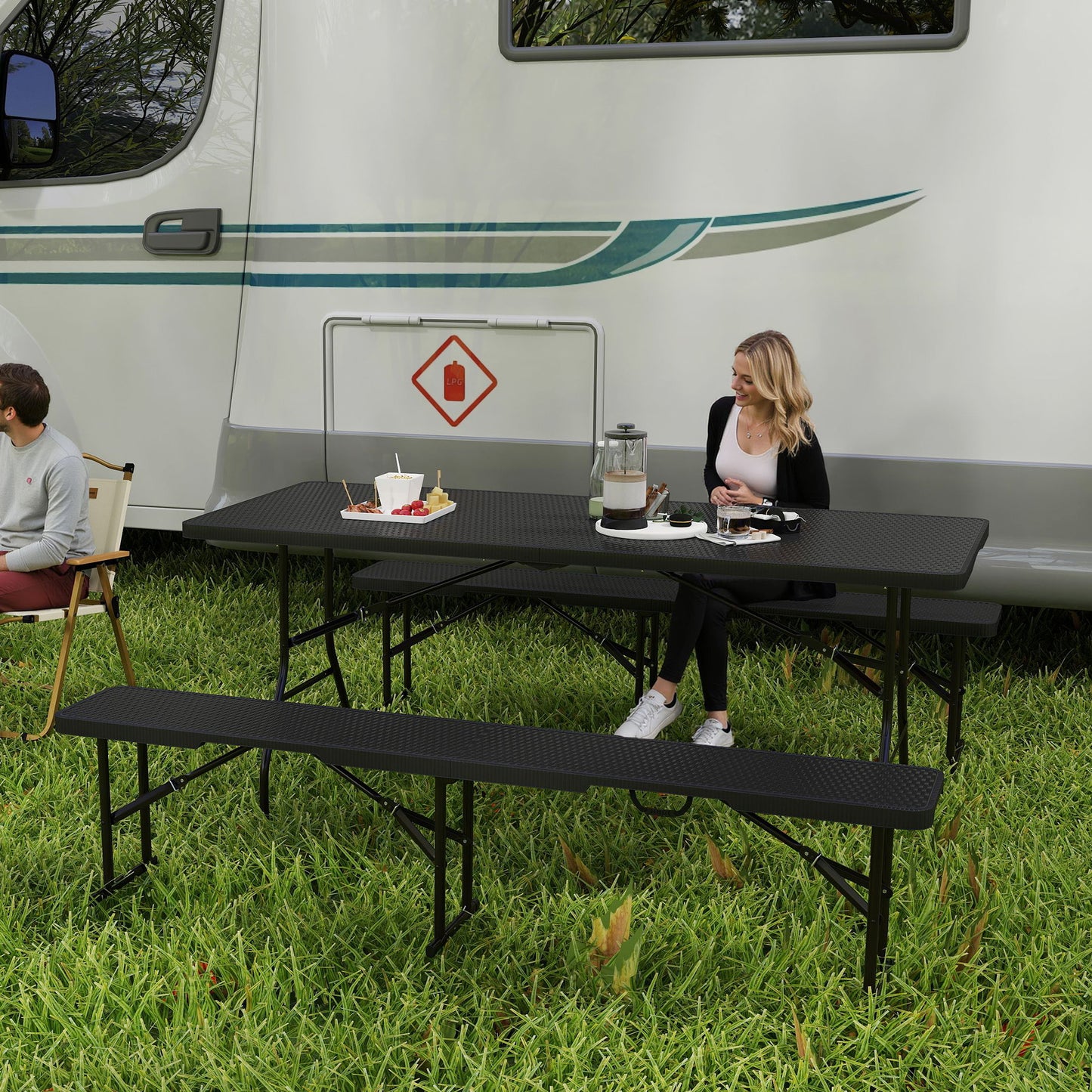 Folding Picnic Table and Bench Set