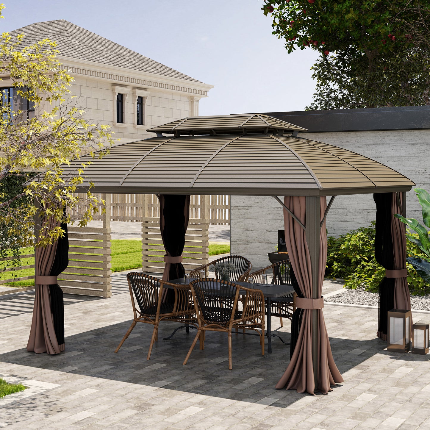 3.65 x 3(m) Hardtop Steel Gazebo Canopy with Aluminium Frame