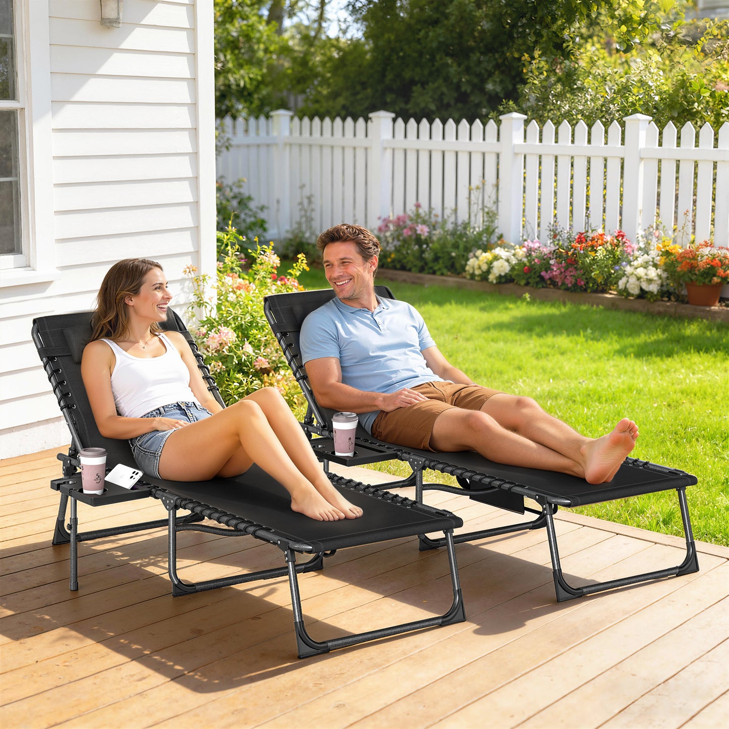 Five-Position Reclining Sun Loungers Set of 2