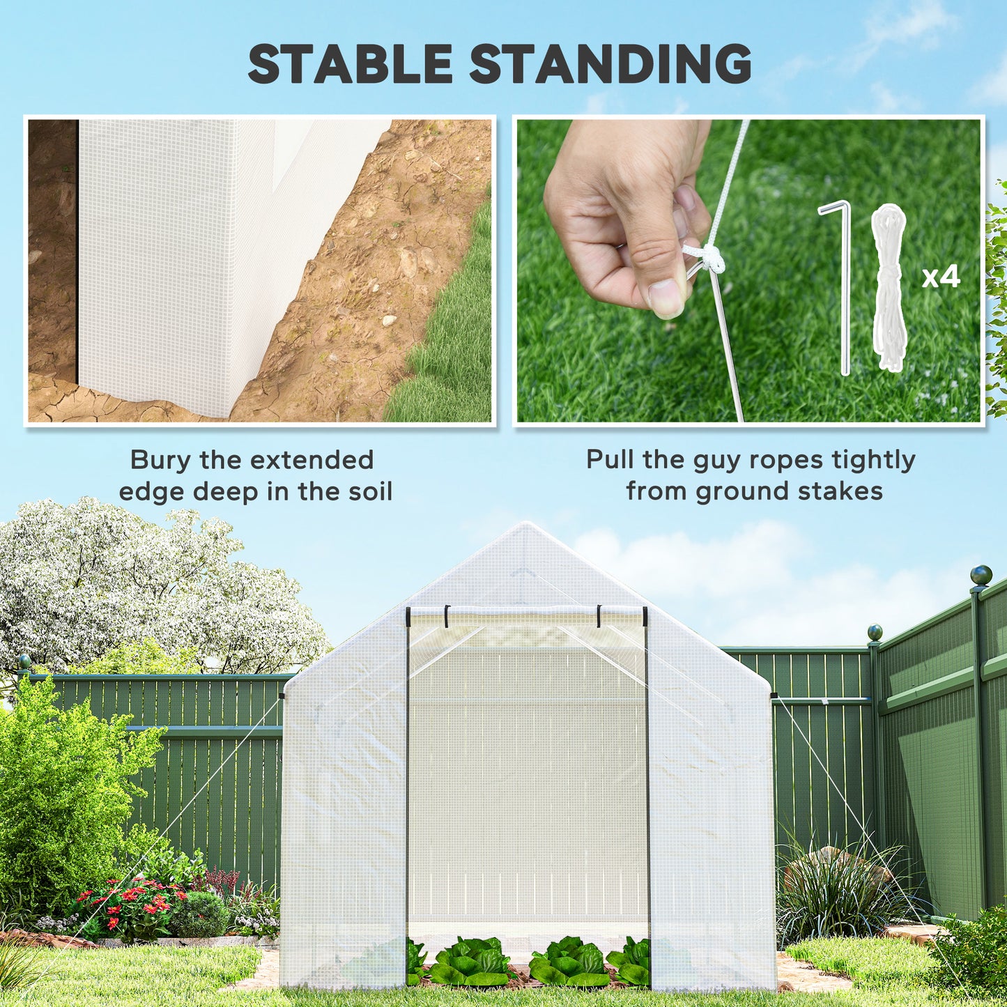 Polyethylene Walk-in Polytunnel Greenhouse with Roll-up door