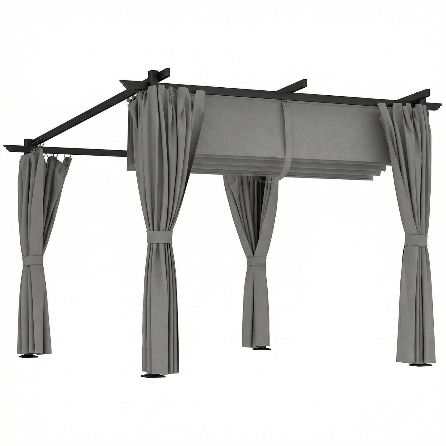3 x 3 m Retractable Roof Pergola, with Curtains