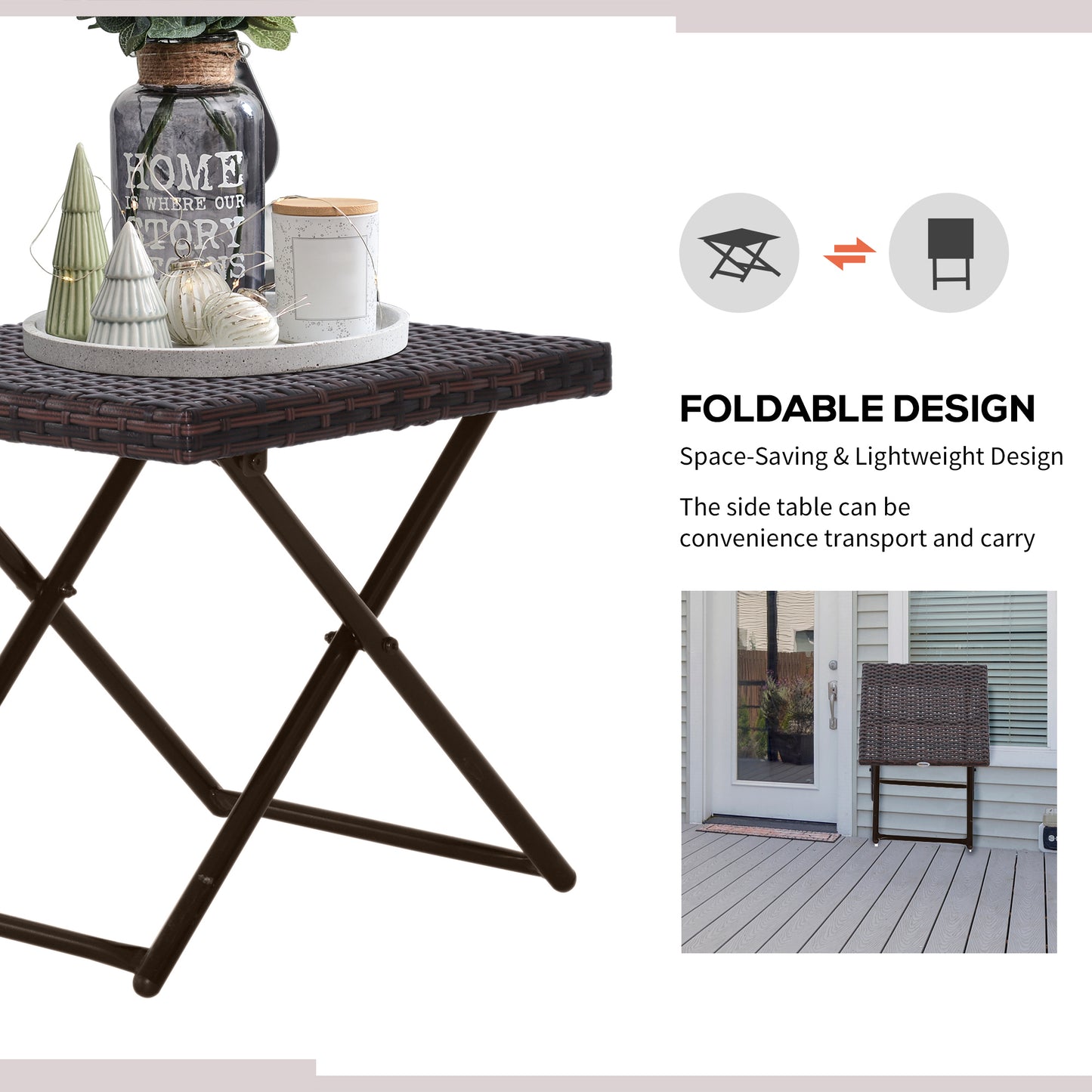 Folding Rattan Garden Coffee Table