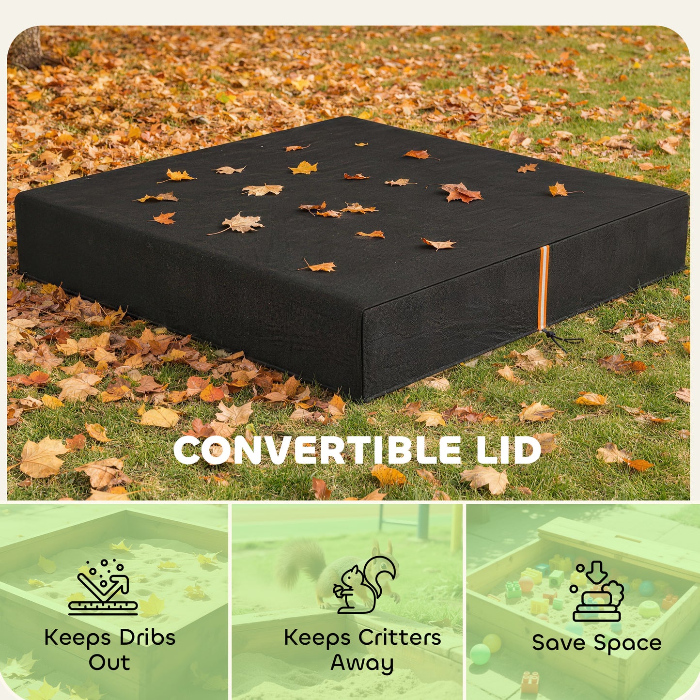 Sandbox Cover, Square Sandpit Cover Waterproof Dustproof UV