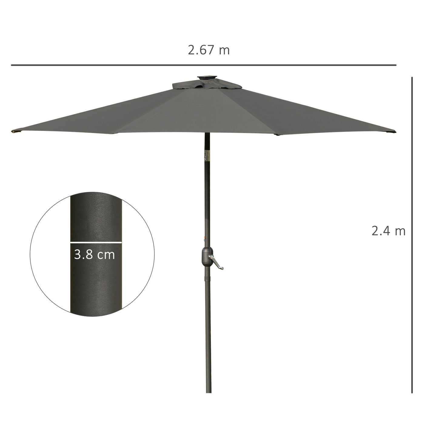 2.7m Patio Garden Umbrella Outdoor Parasol with Tilt Crank (3)
