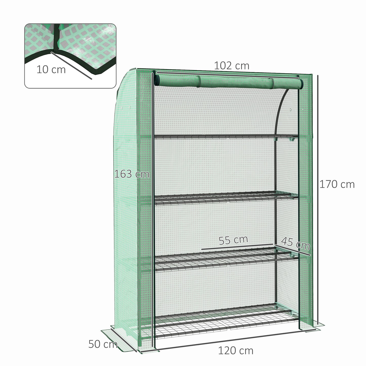 4 Tier Mini Greenhouse with Reinforced PE Cover