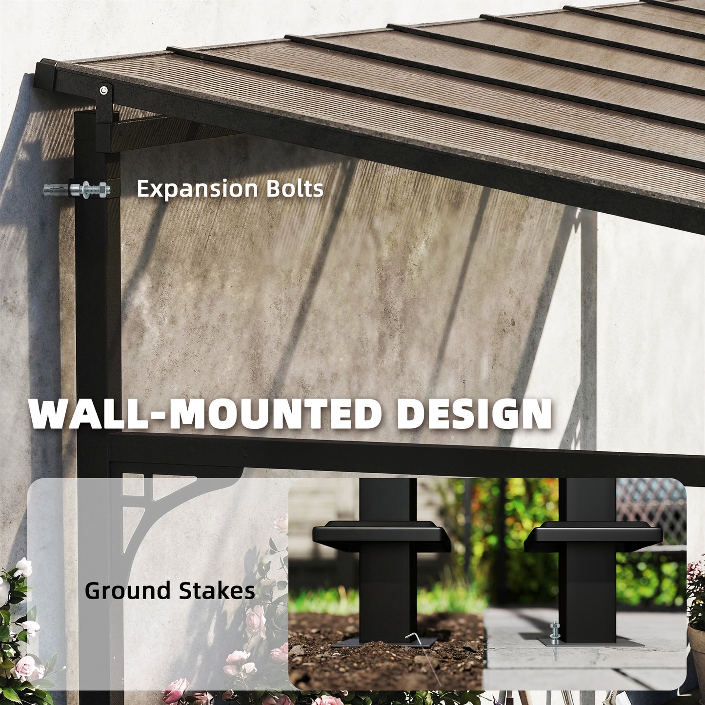 4 x 3 m Metal Lean-to Pergola (1)