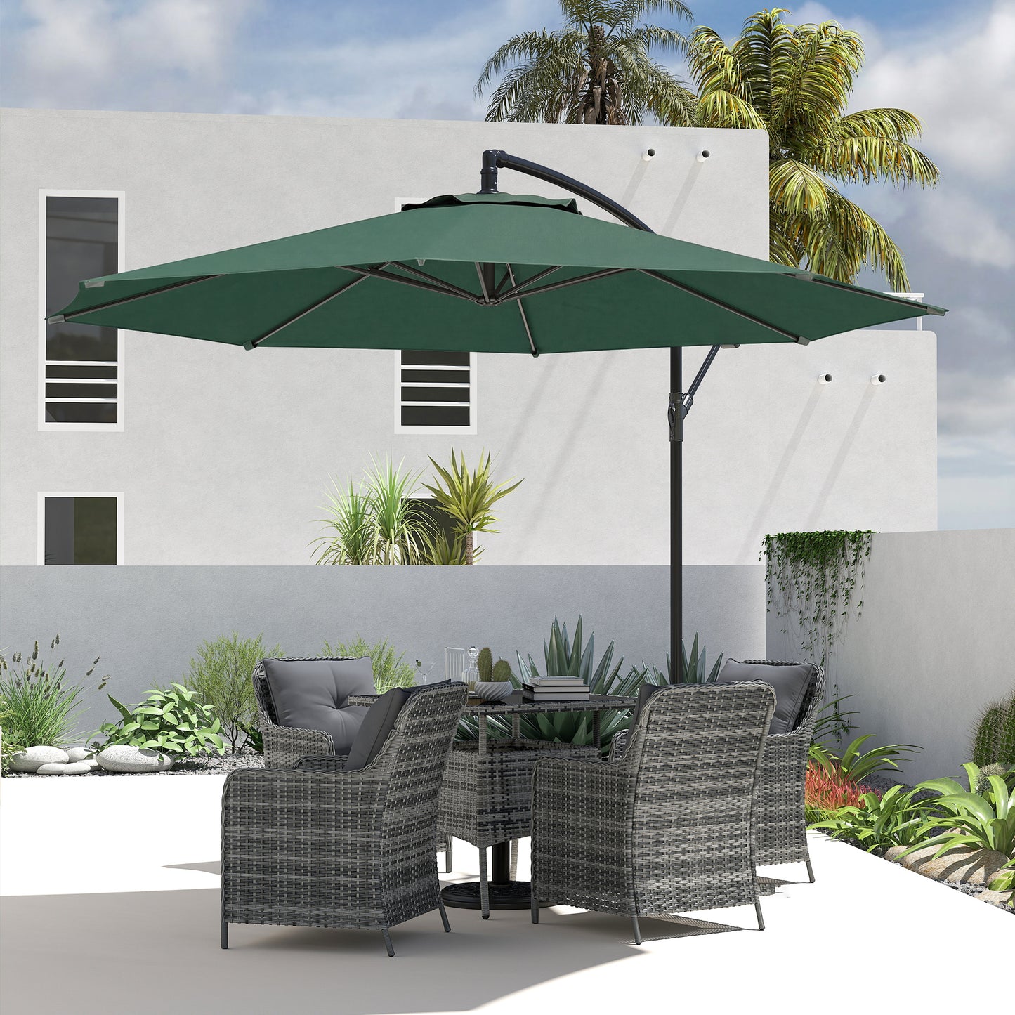 3 m Overhanging Cantilever Parasol, with Cross Base