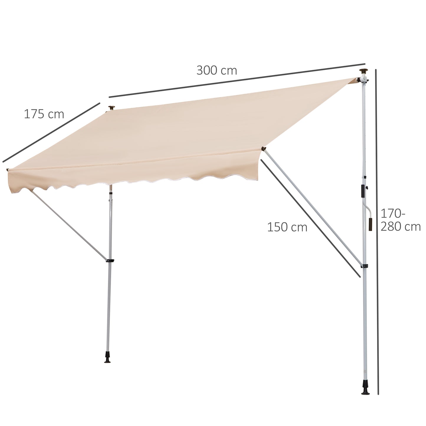 3x1.5m  Adjustable Outdoor Aluminium Frame Awning