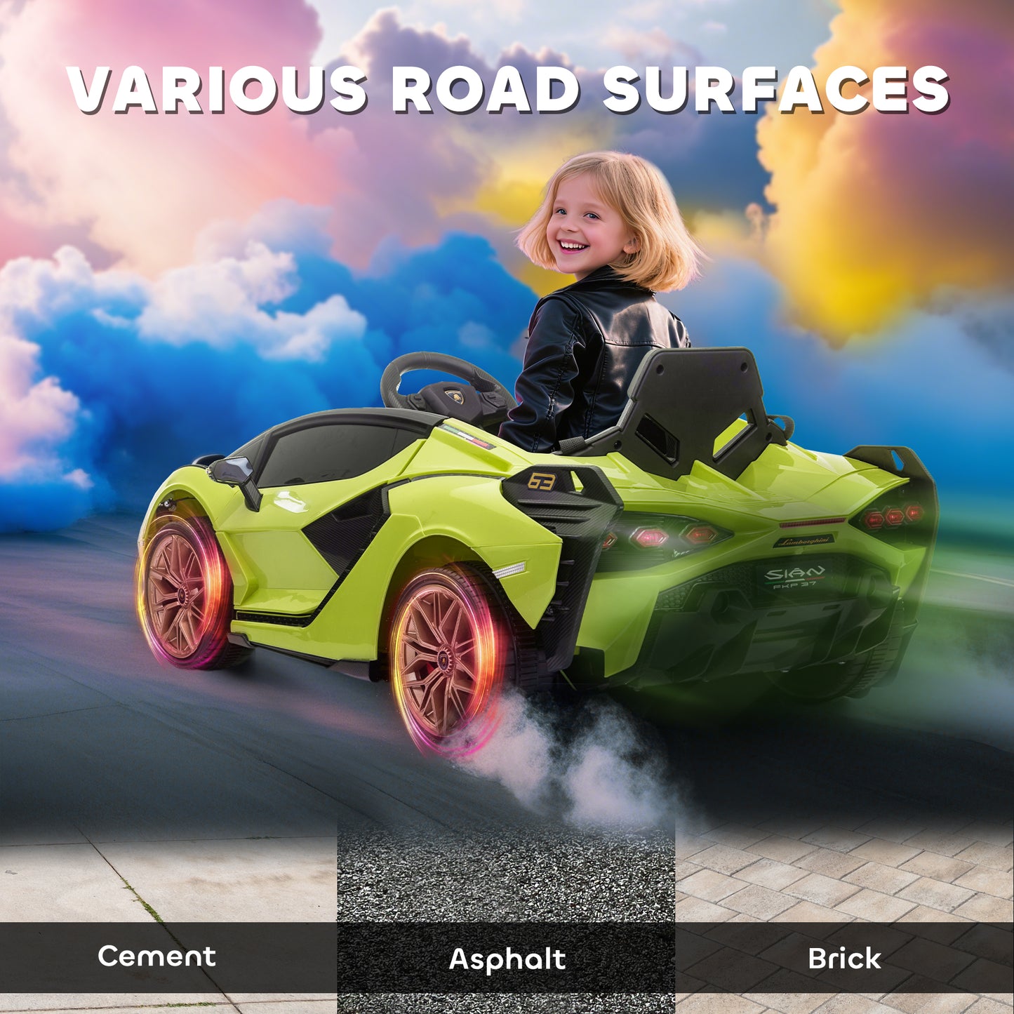 Lamborghini Sian Licensed 12V Electric Car for Kids 2 Motors Toy Car