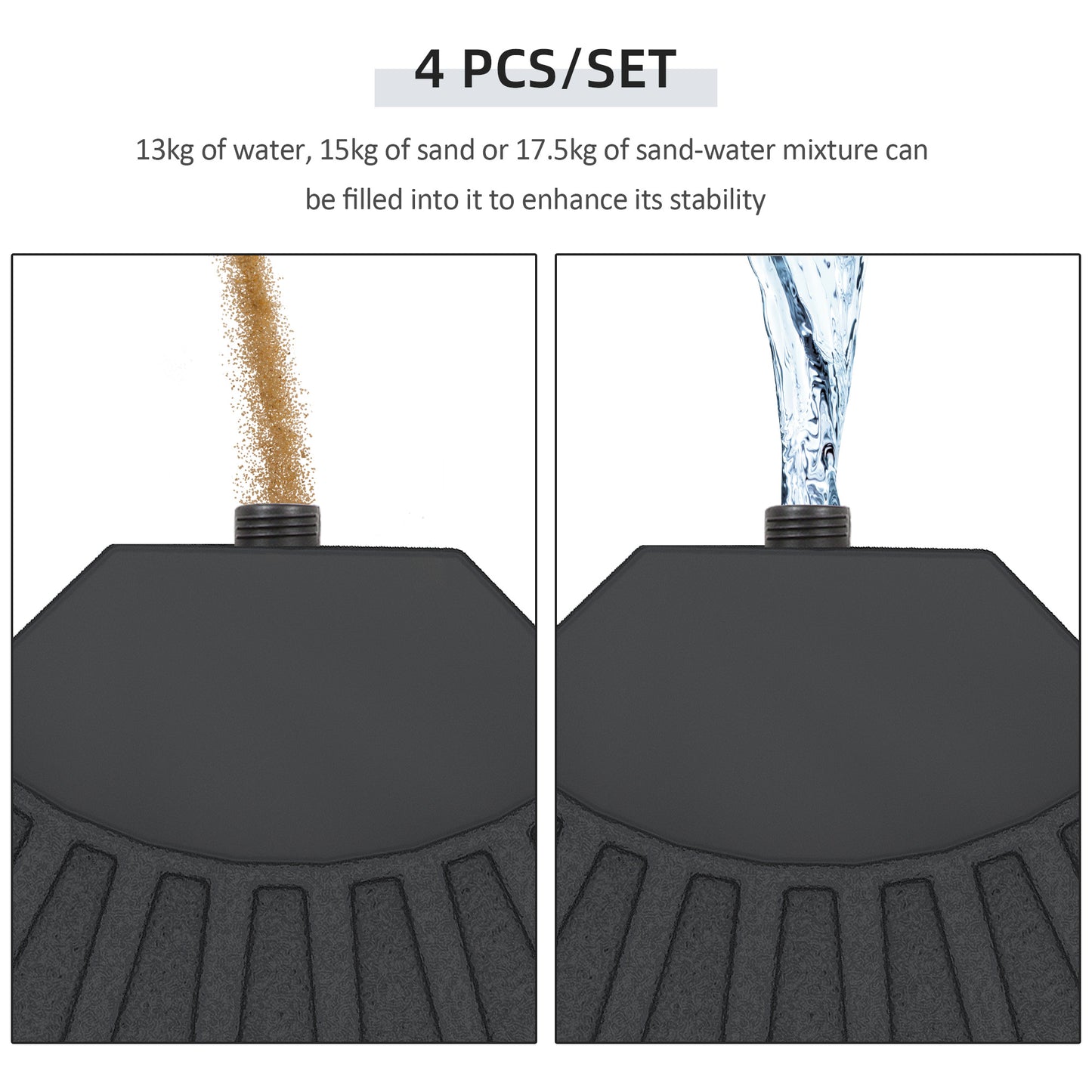 4 PCs 70KG Portable Round Parasol Base Umbrella Cross Stand Weights