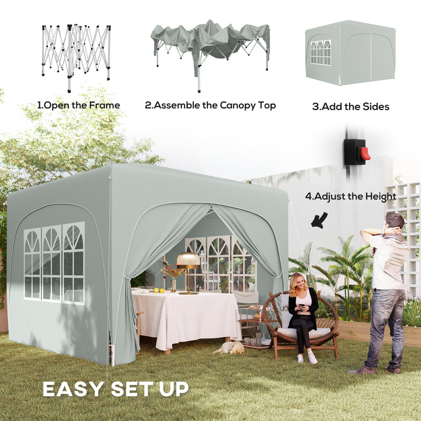 3 x 3m Pop-Up Gazebo Shelter, with Accessories