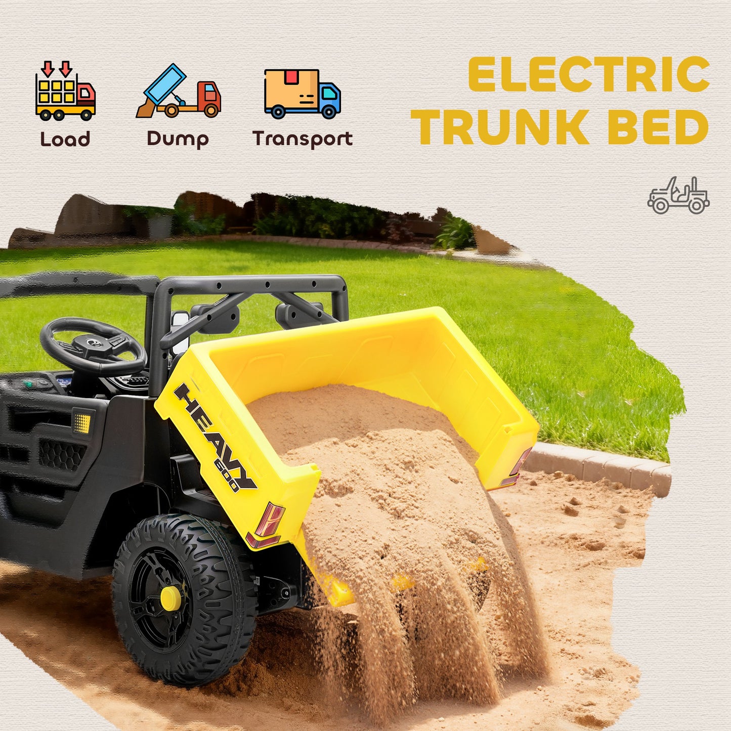 Kids Ride on Car, 12V Electric Kids UTV with Electric Dump Bed