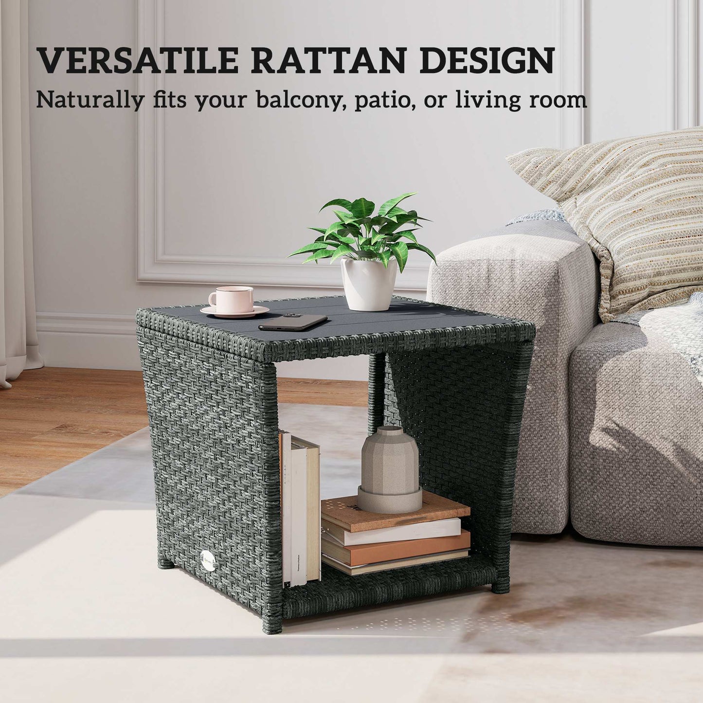 Side Table 2-Tier Outdoor Coffee Table (1)