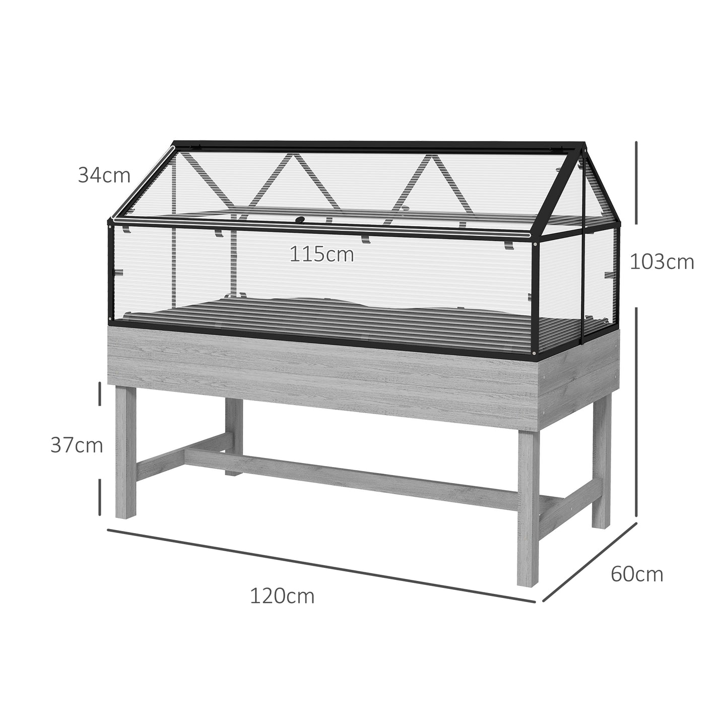 60 x 120cm Raised Garden Bed with Wooden Base