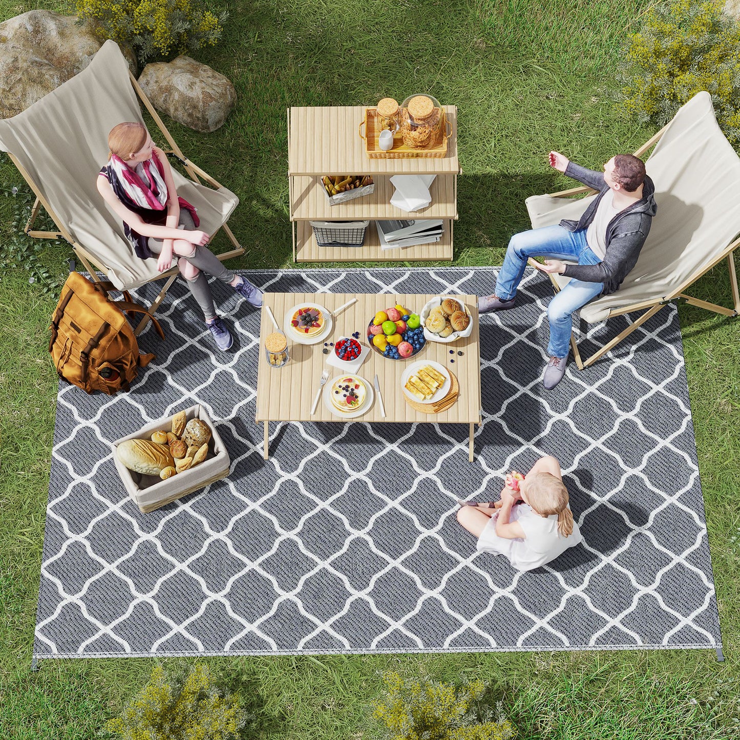 Reversible Outdoor Rug with Carry Bag