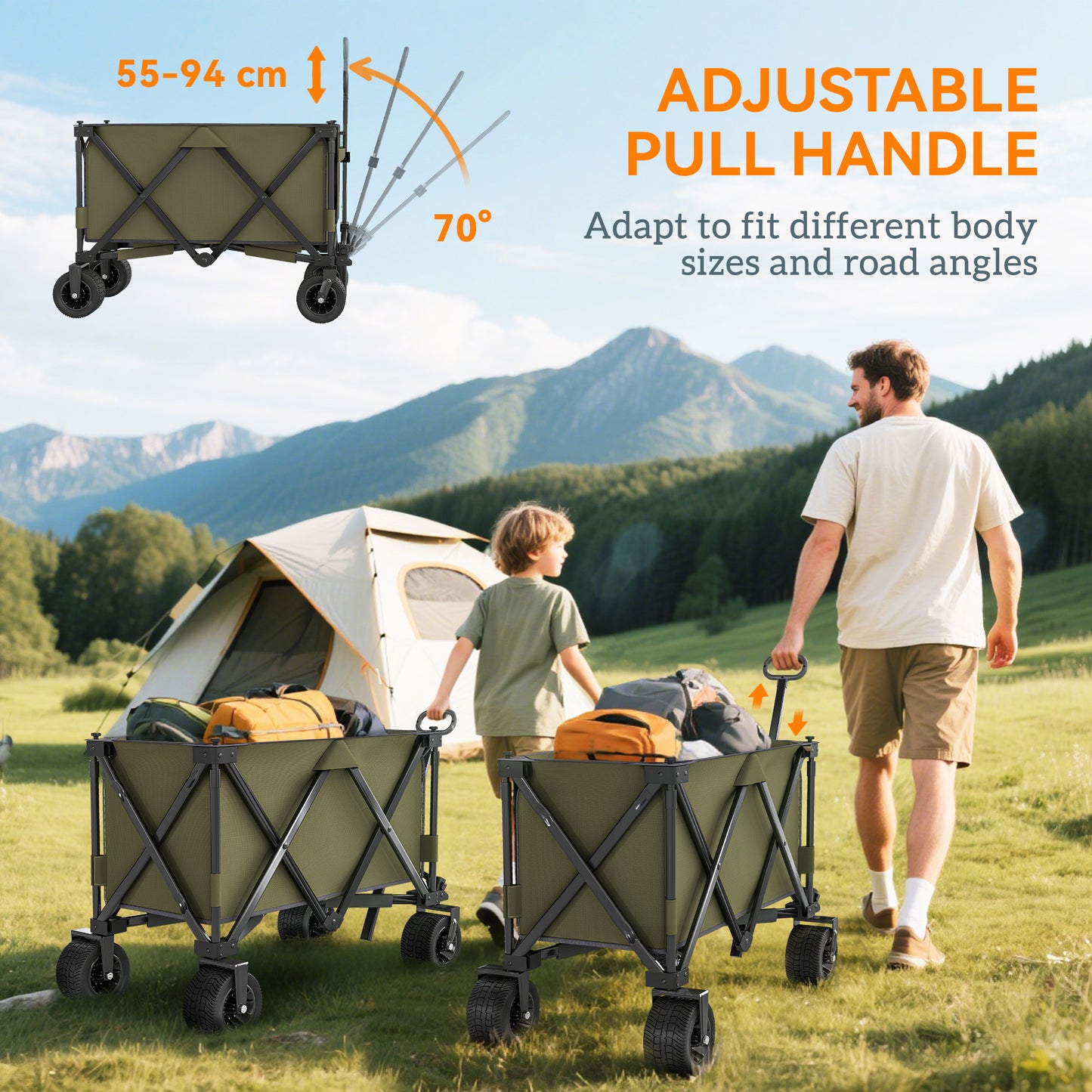 Folding Garden Trolley, Cargo Traile on Wheels