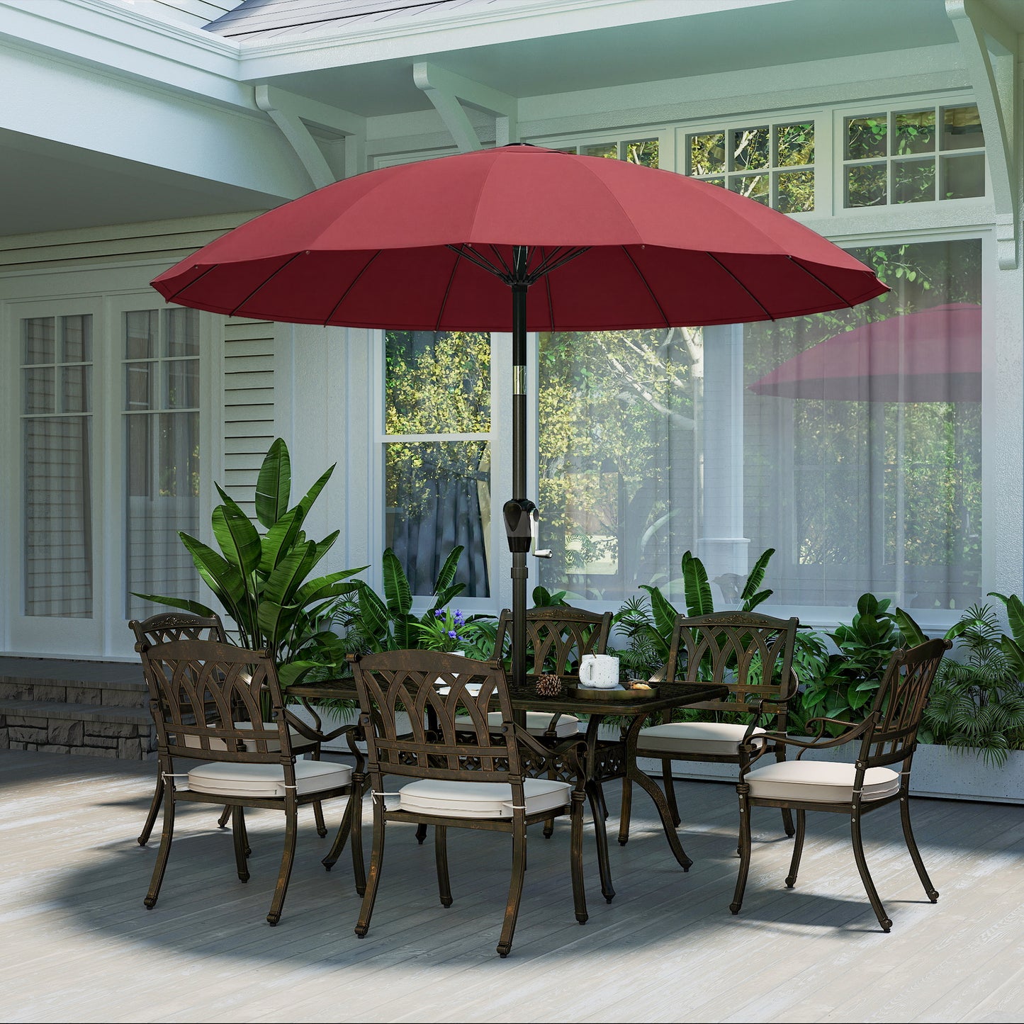 2 m Shanghai Garden Parasol Umbrella with 16 Fibreglass Ribs