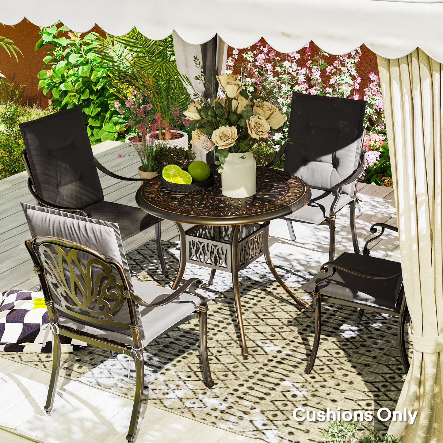 Set of Four Padded Garden Seat Cushions