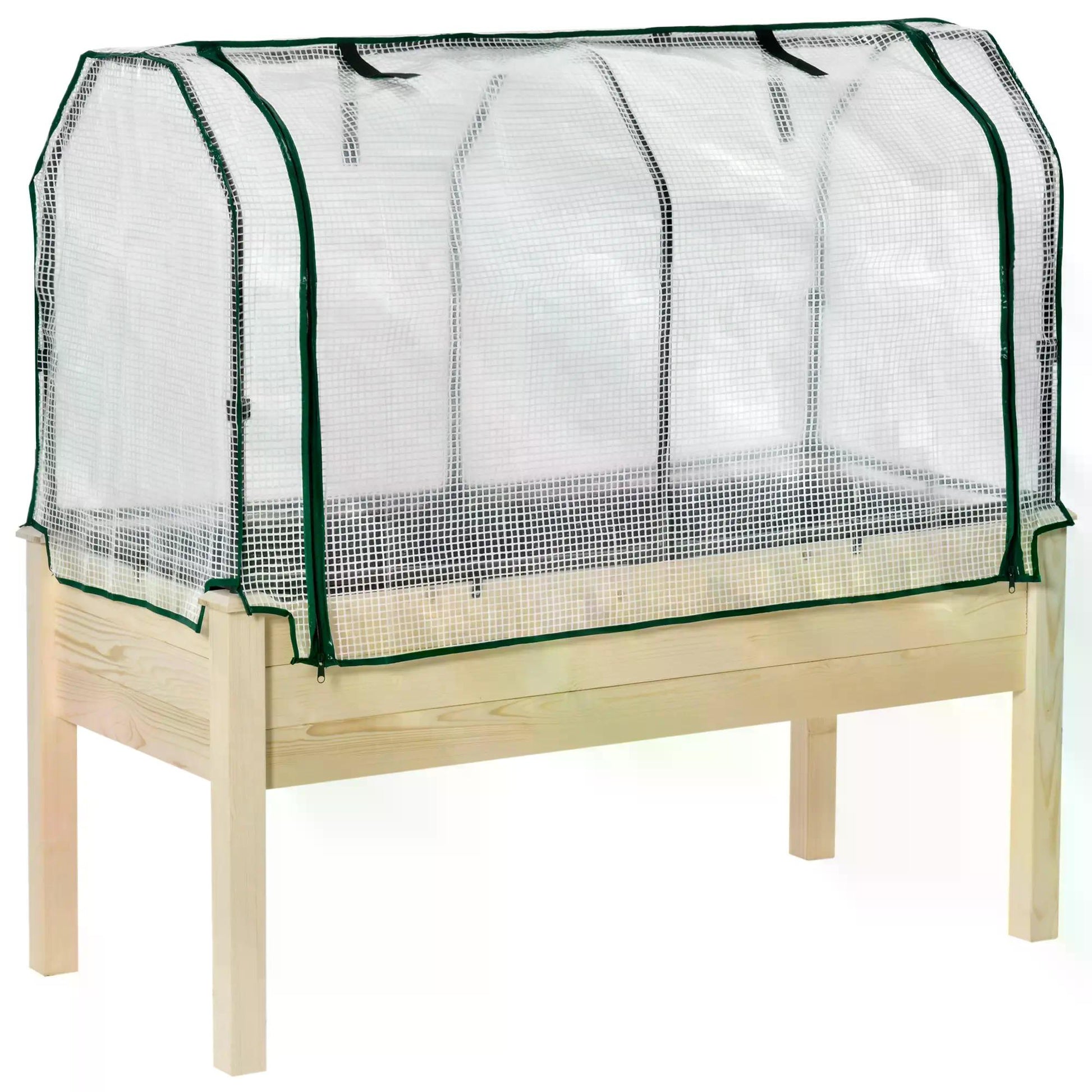 Raised Garden Bed Outdoor Elevated Wood Planter Box w/ PE Cover