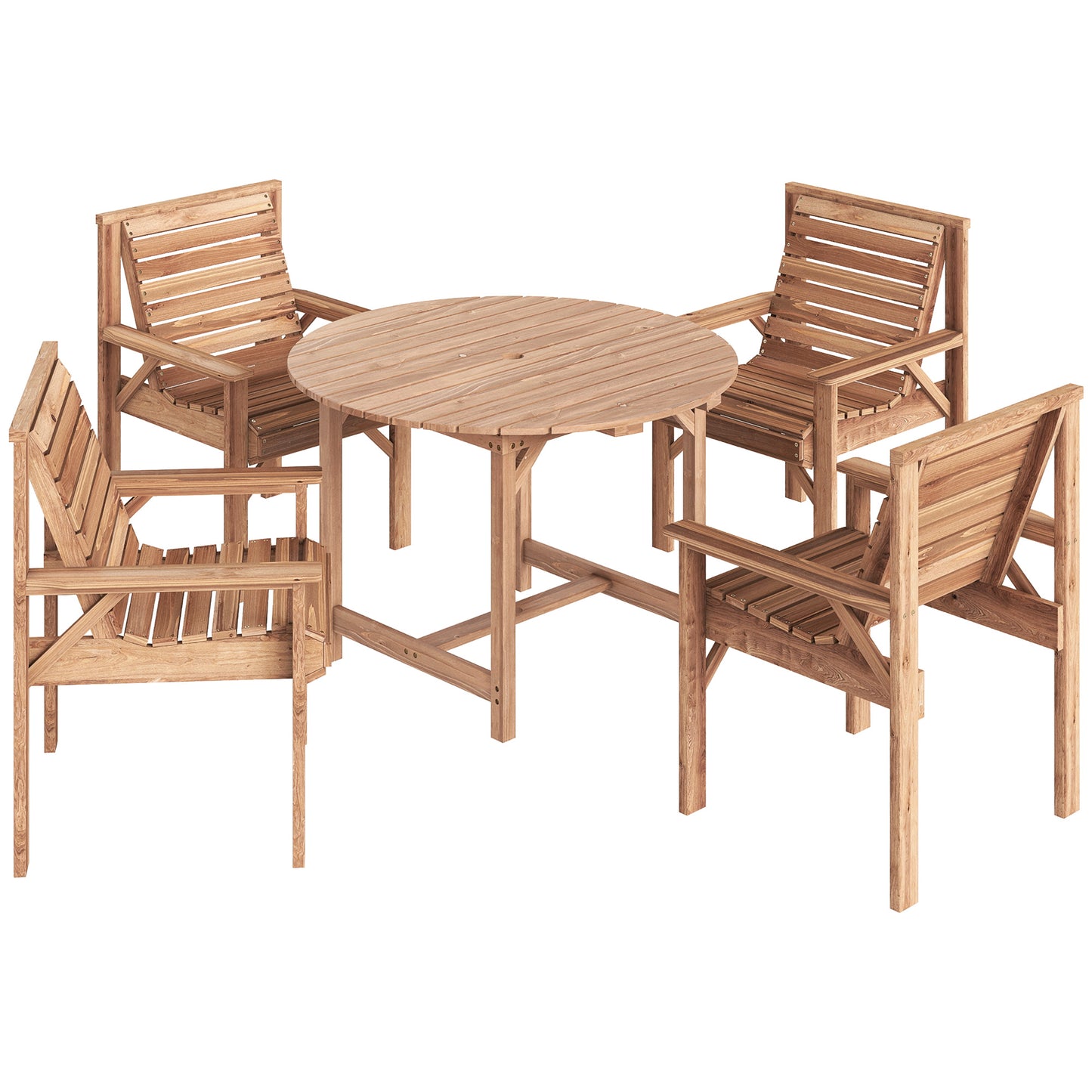 5 Pieces Garden Dining Set with Parasol Hole
