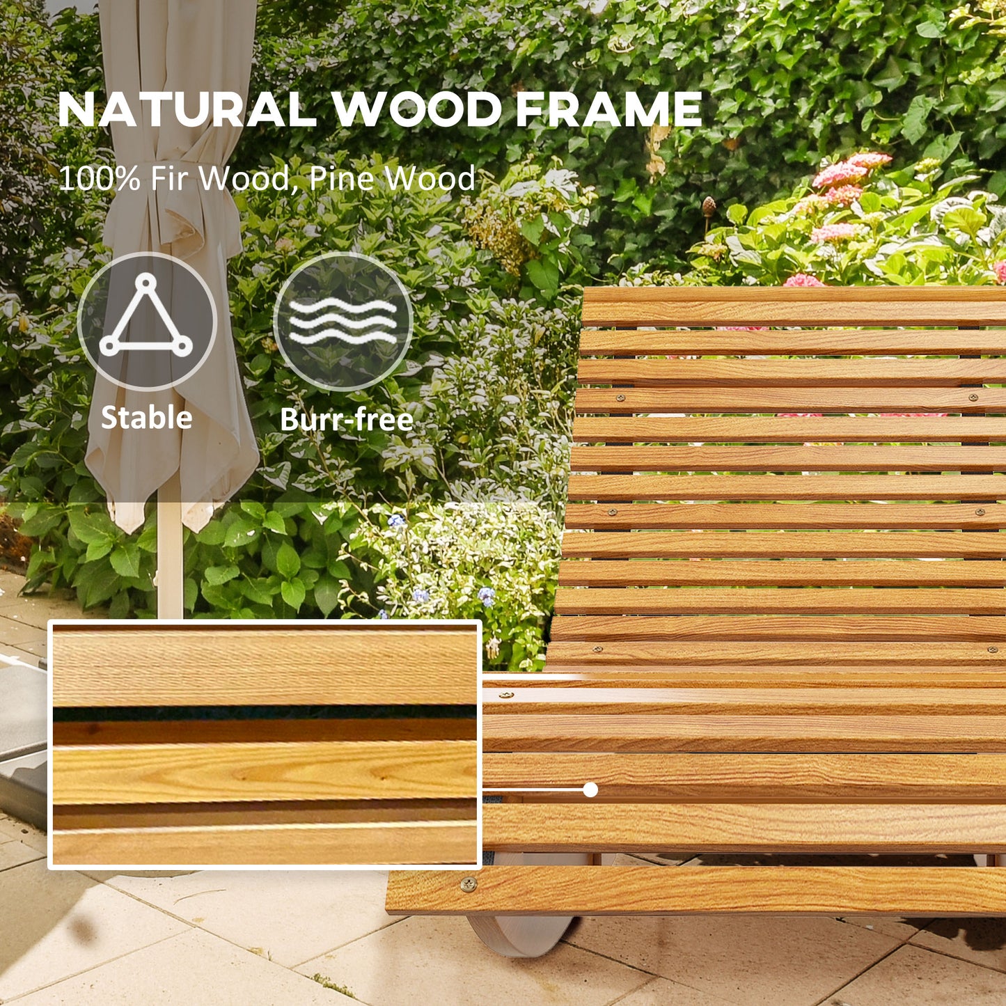 Outdoor Rocking Chair w/ Slatted Seat, Wooden Rocking Chair
