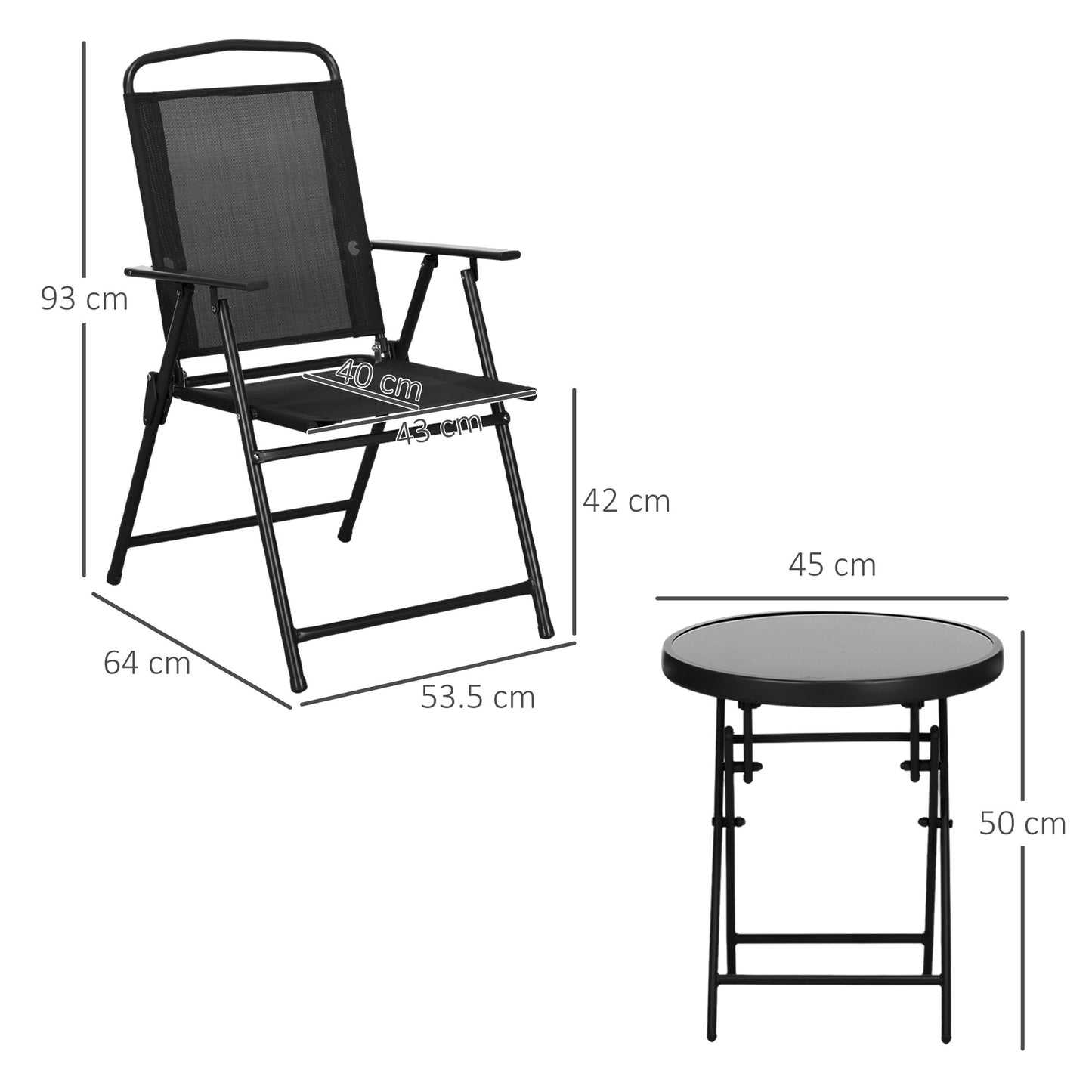 Three-Piece Garden Seat Set, with Glass-Top Table
