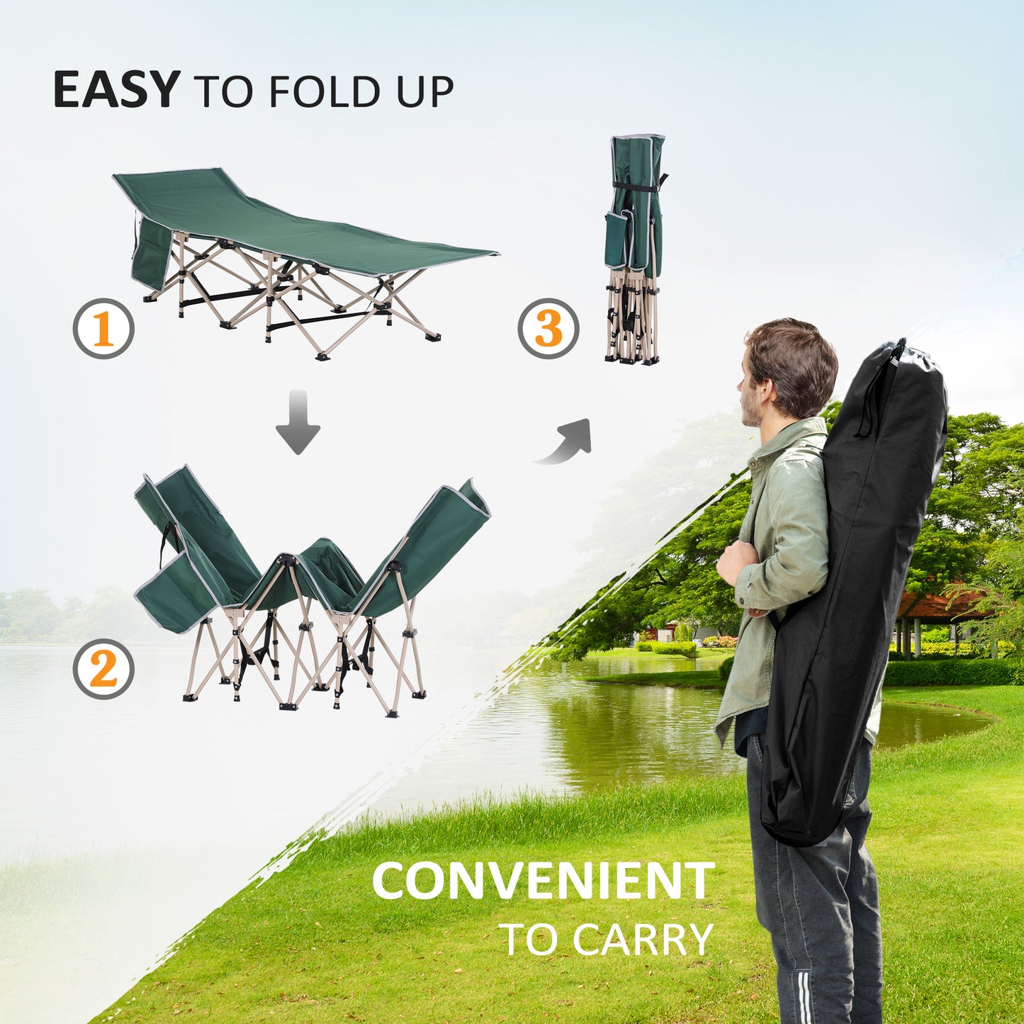 Single Person Camping Bed Folding Cot Outdoor Patio Portable