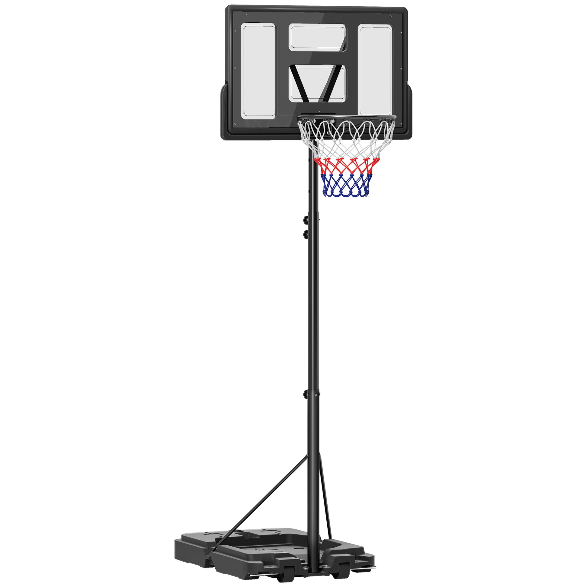 2.3-3.05m Basketball Hoop and Stand, with Weighted Base, Wheels